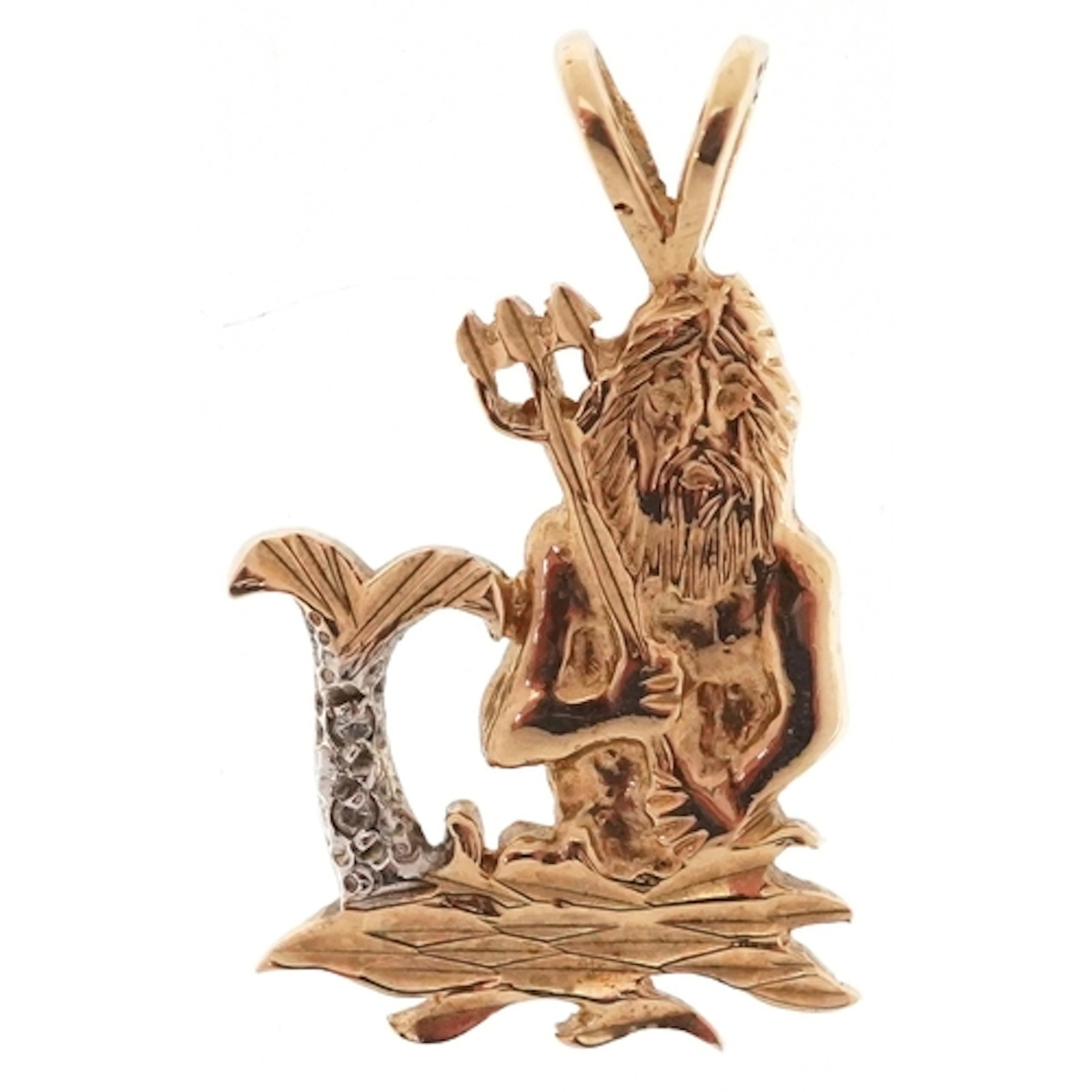 A 9ct gold diamond charm in the form of Neptune/Poseidon, 2....