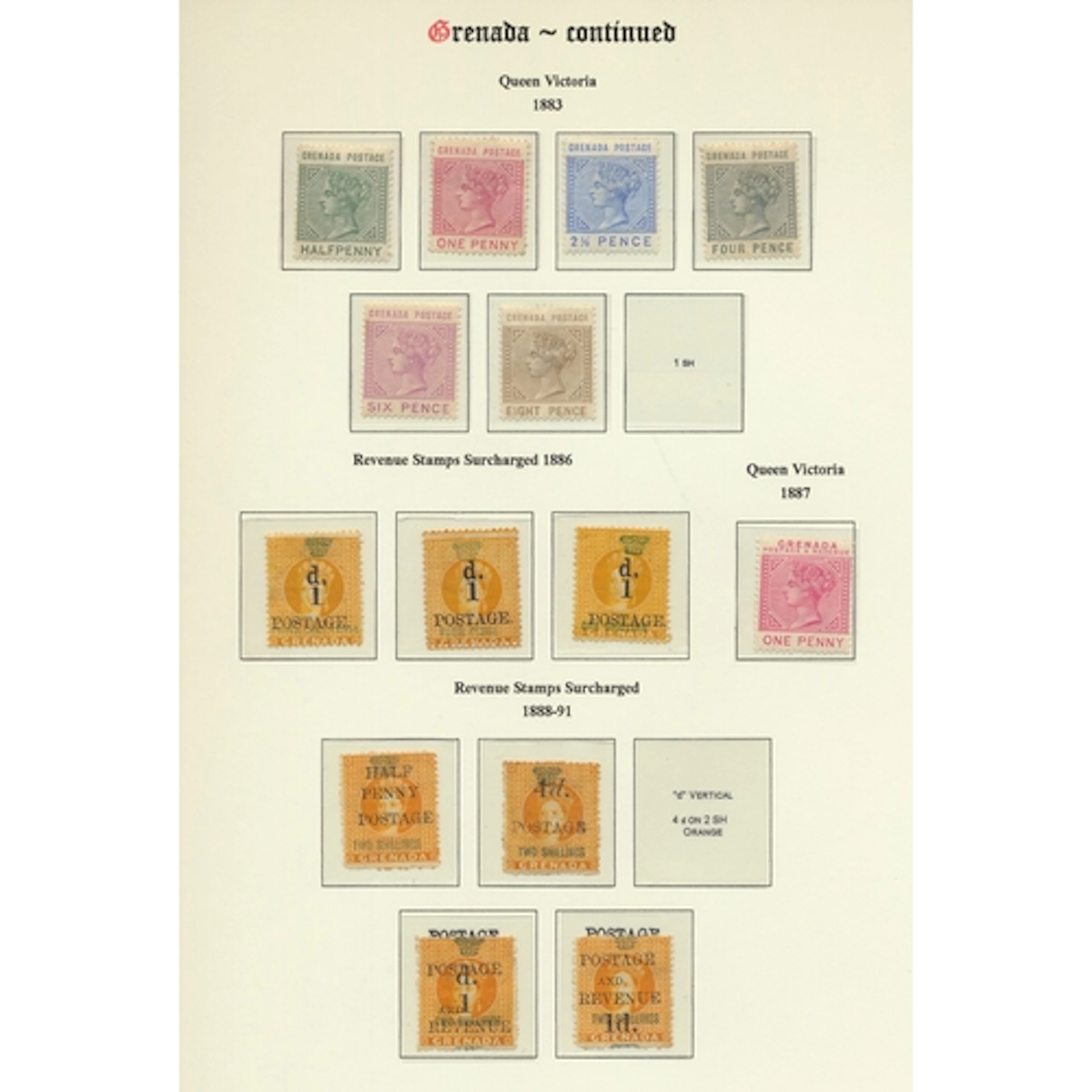 Grenada. A mint QV-KGVI collection on Lighthouse album leave...