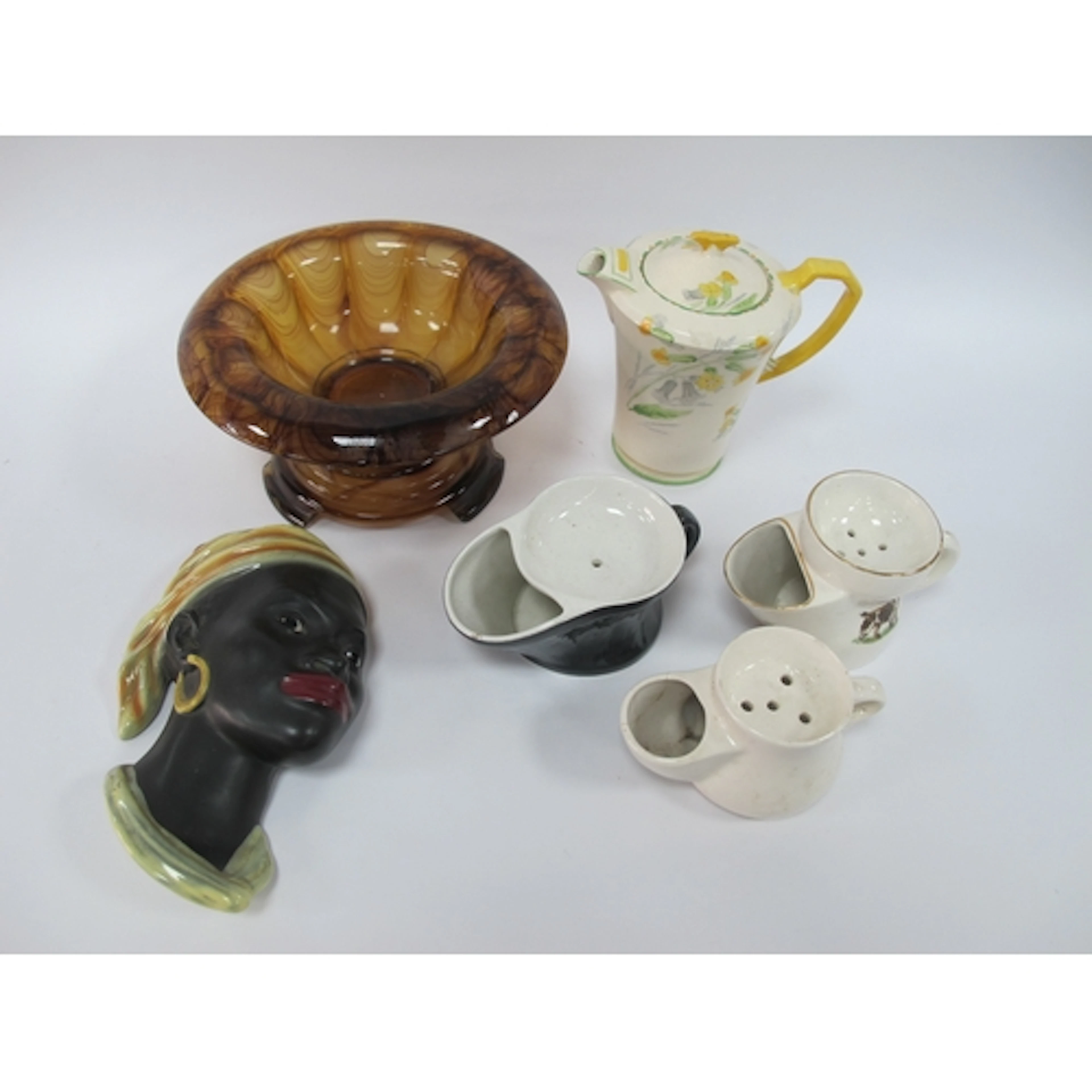 A Mid 1900s Art Deco Porcelain Mask of an African Lady - mad...