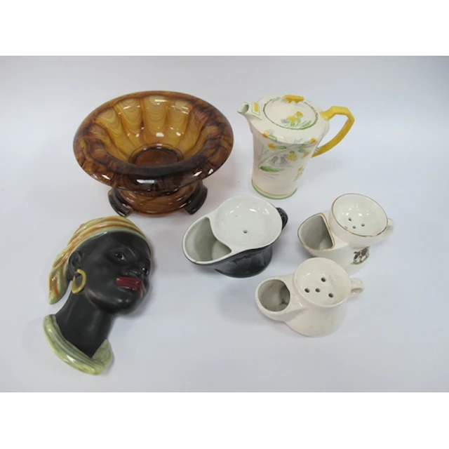 A Mid 1900s Art Deco Porcelain Mask of an African Lady - mad...
