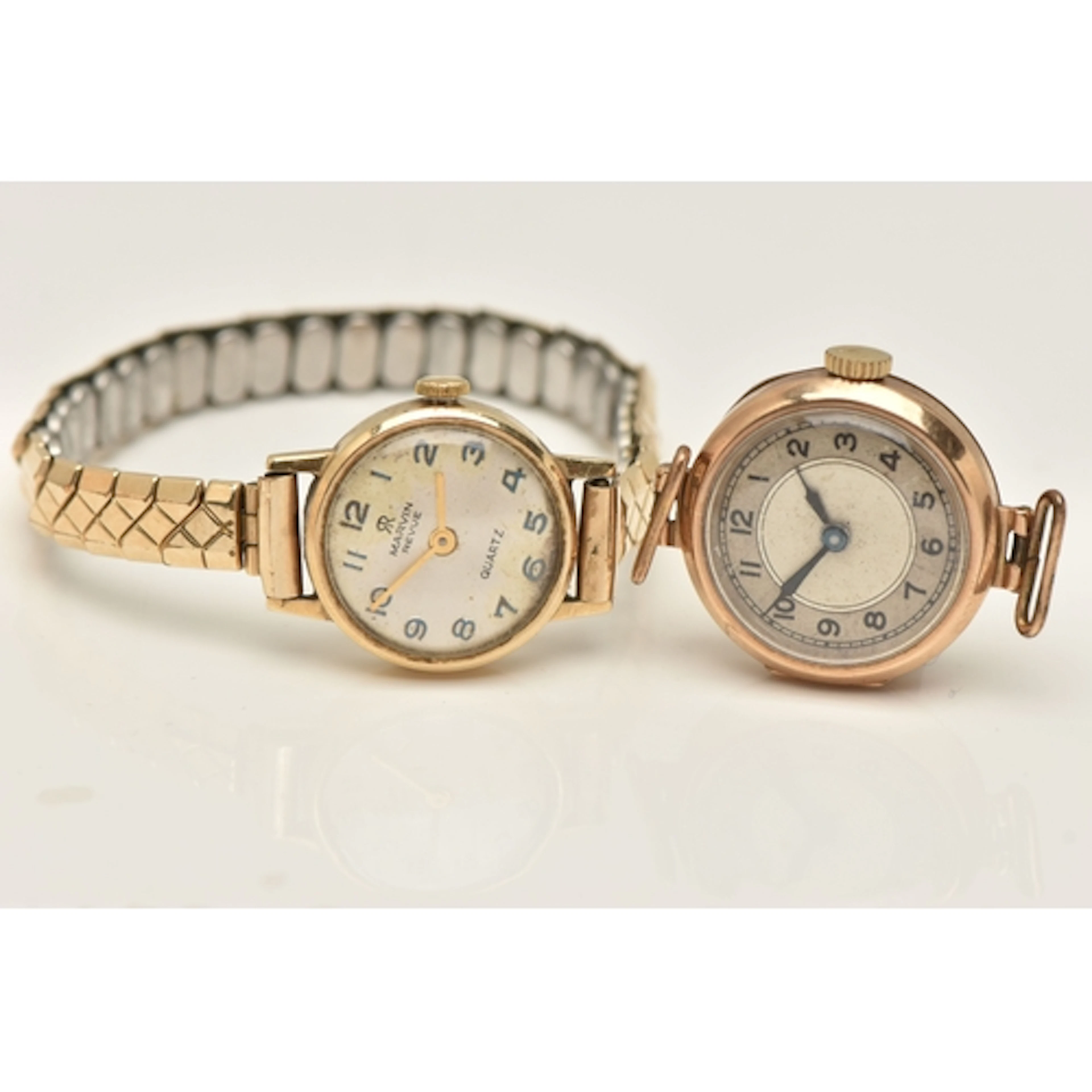 TWO LADIES 9CT GOLD CASED WRISTWATCHES, the first a 9ct gold...
