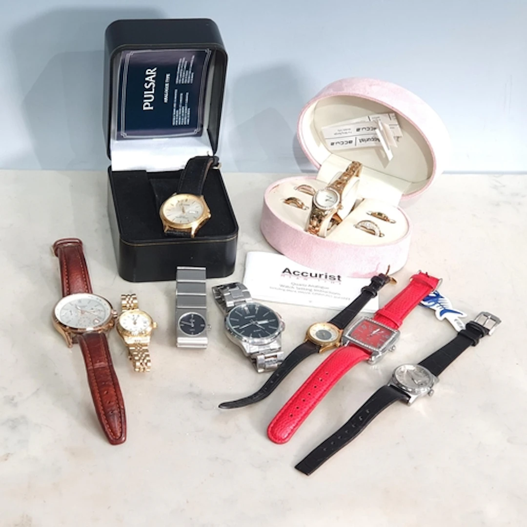 A lady's Accurist 'Mean Time' Wristwatch the mother of pearl...