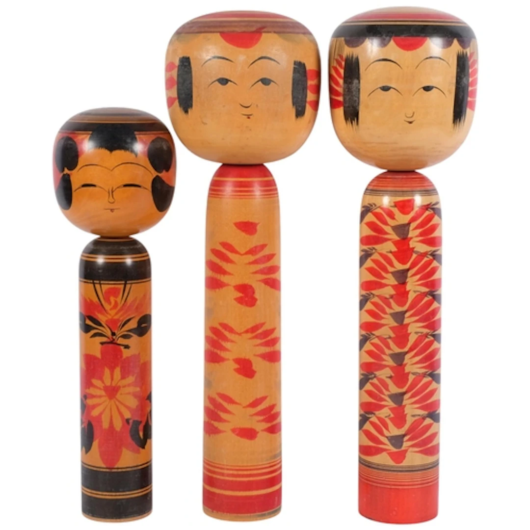 2 similar large Japanese Kokeshi dolls, H45m, and a similar ...