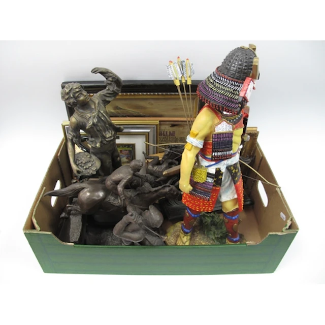 A quantity of figures to include three equestrian themed, on...