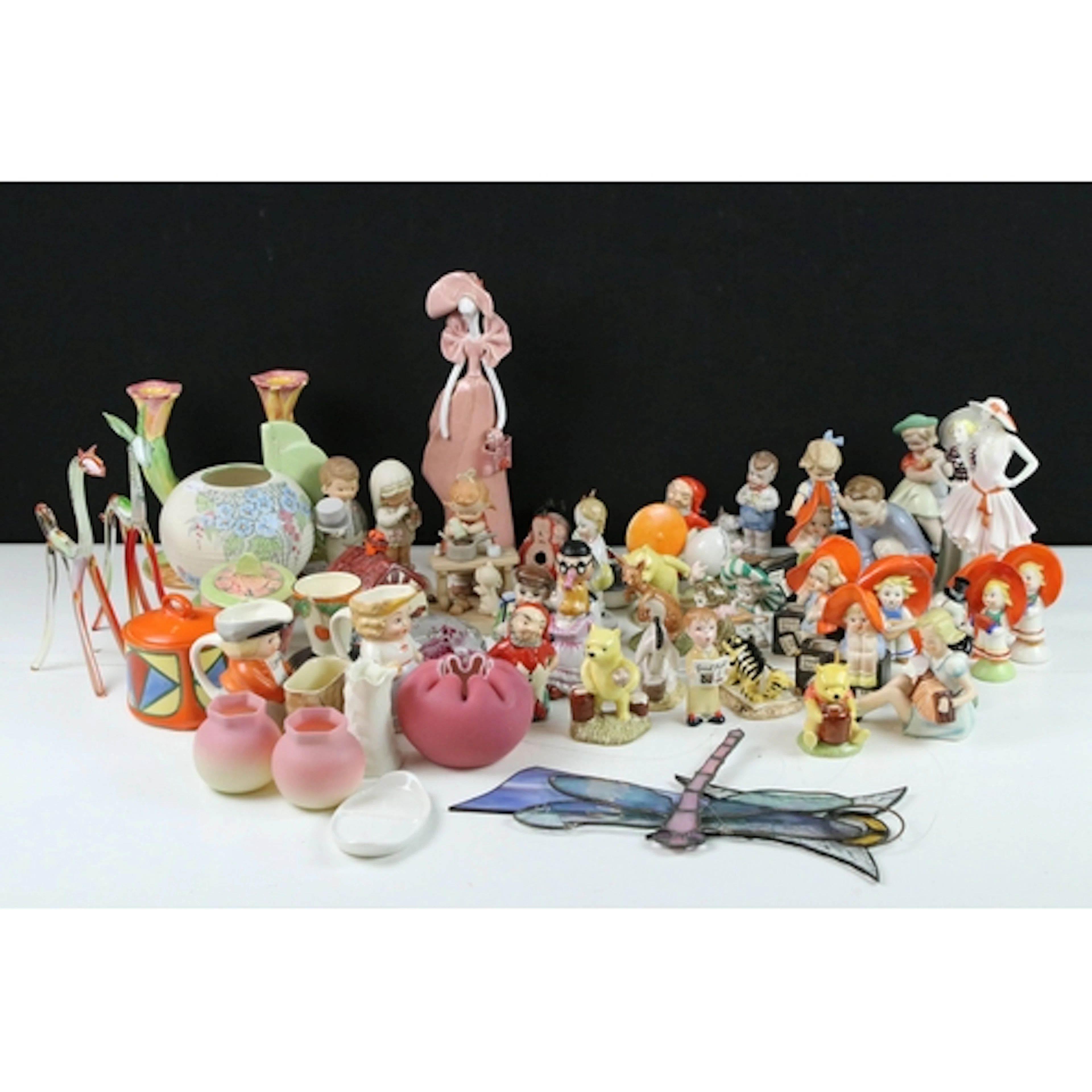 Large collection of ceramic figurines comprising Royal Worce...