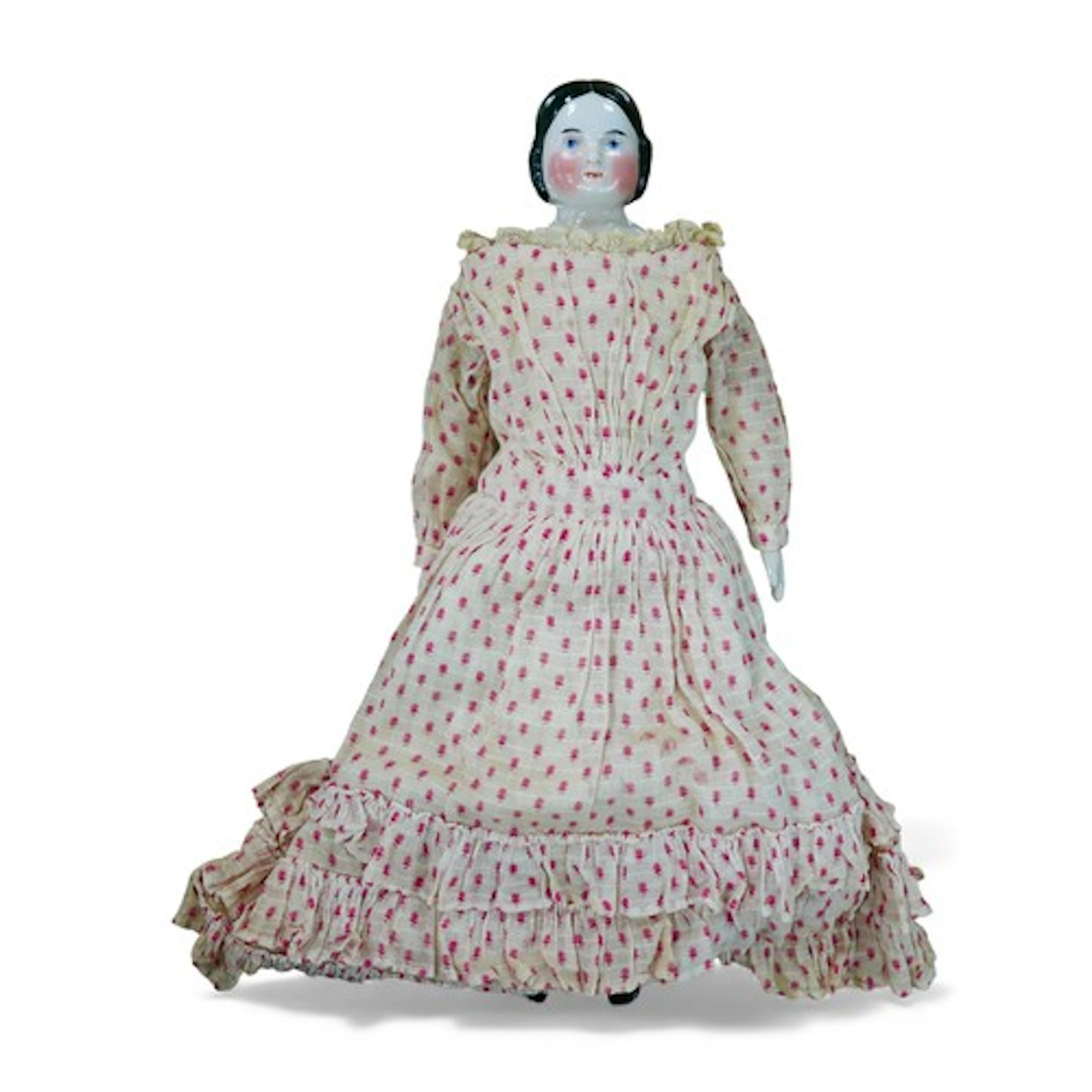 A 19th century German porcelain shoulder-head pink tinted do...