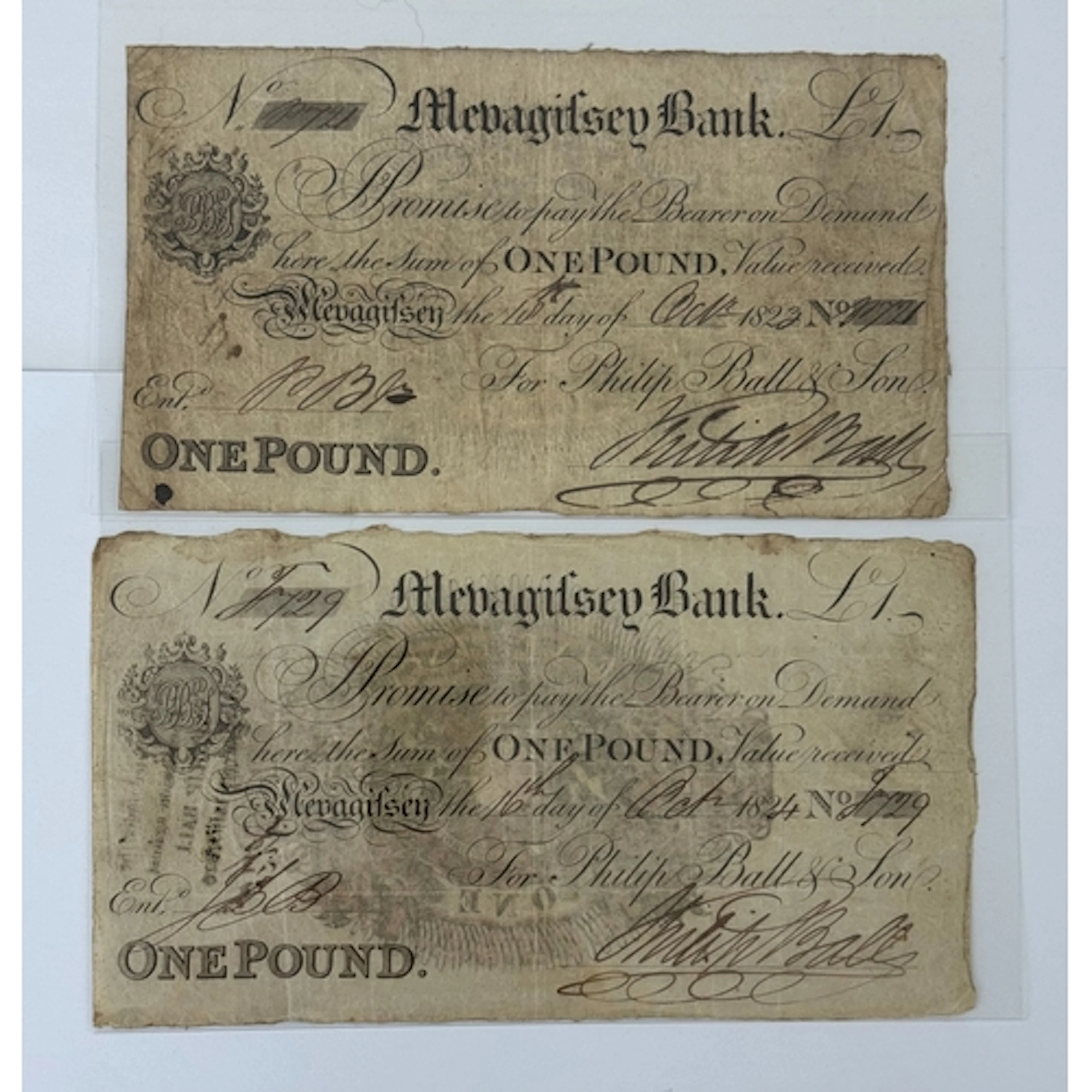 Banknotes: Mevagissey Bank for Philip Ball & Son, £1 not...