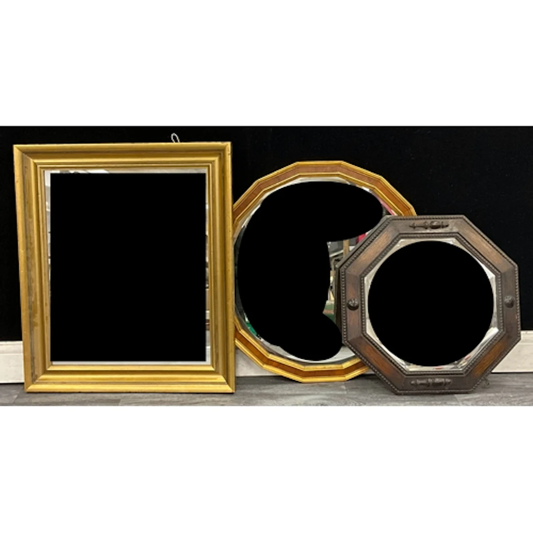 Interior furnishings - three mid 20th century framed mirrors...