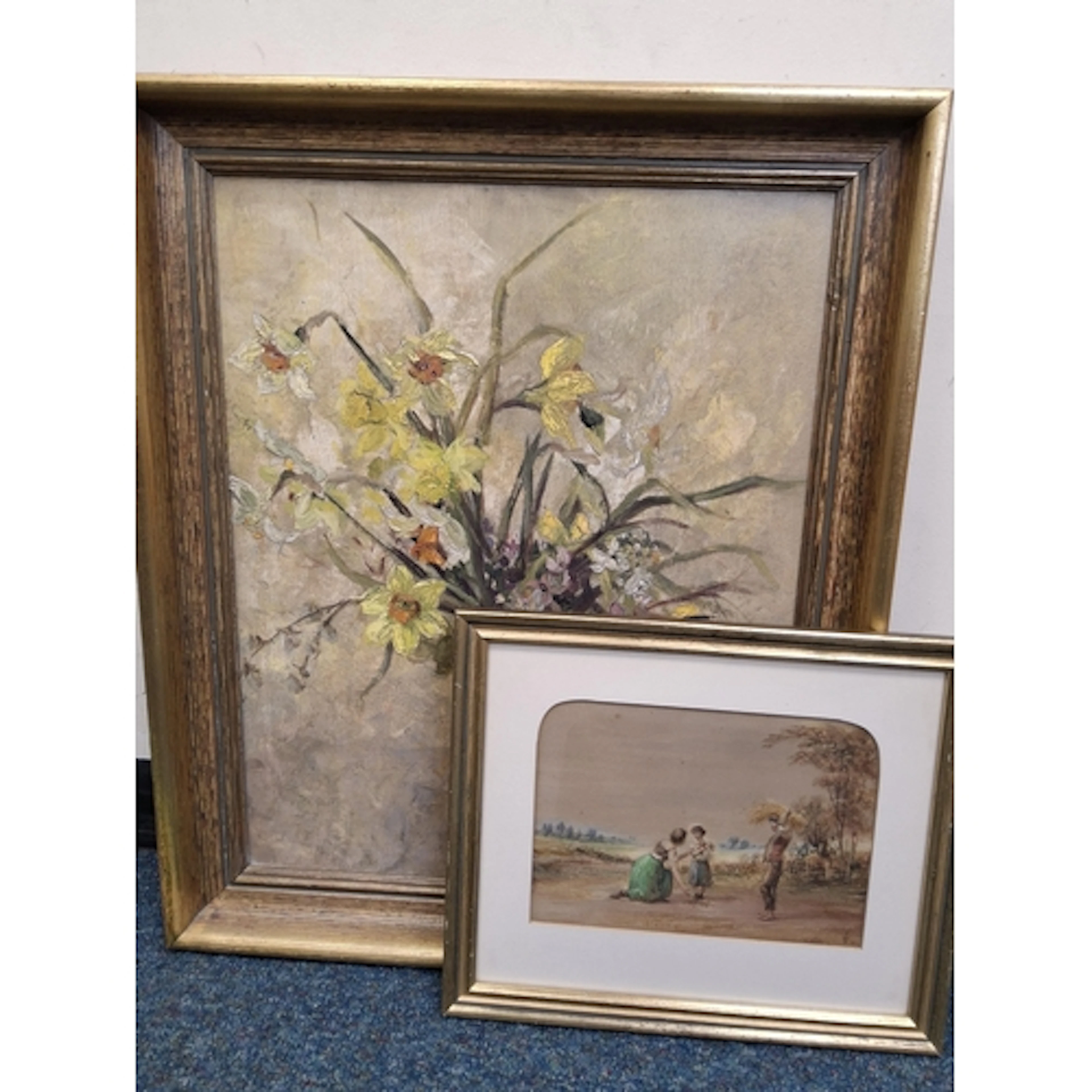 A MID CENTURY FLORAL STILL LIFE STUDY, depicting daffodils a...