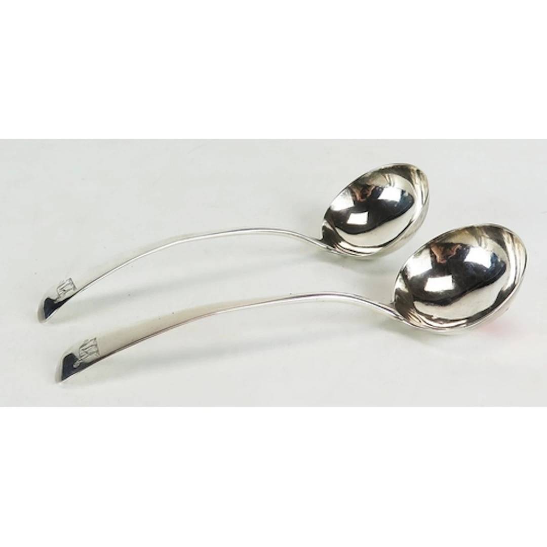A pair of George III Old English pattern sauce ladles, maker...