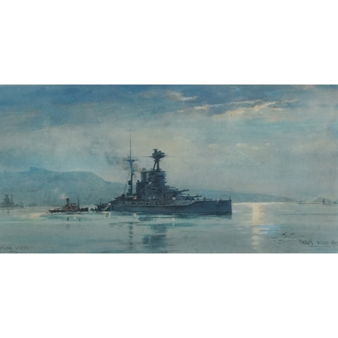 Frank Watson - Evening Lights, 20th century Naval interest w...
