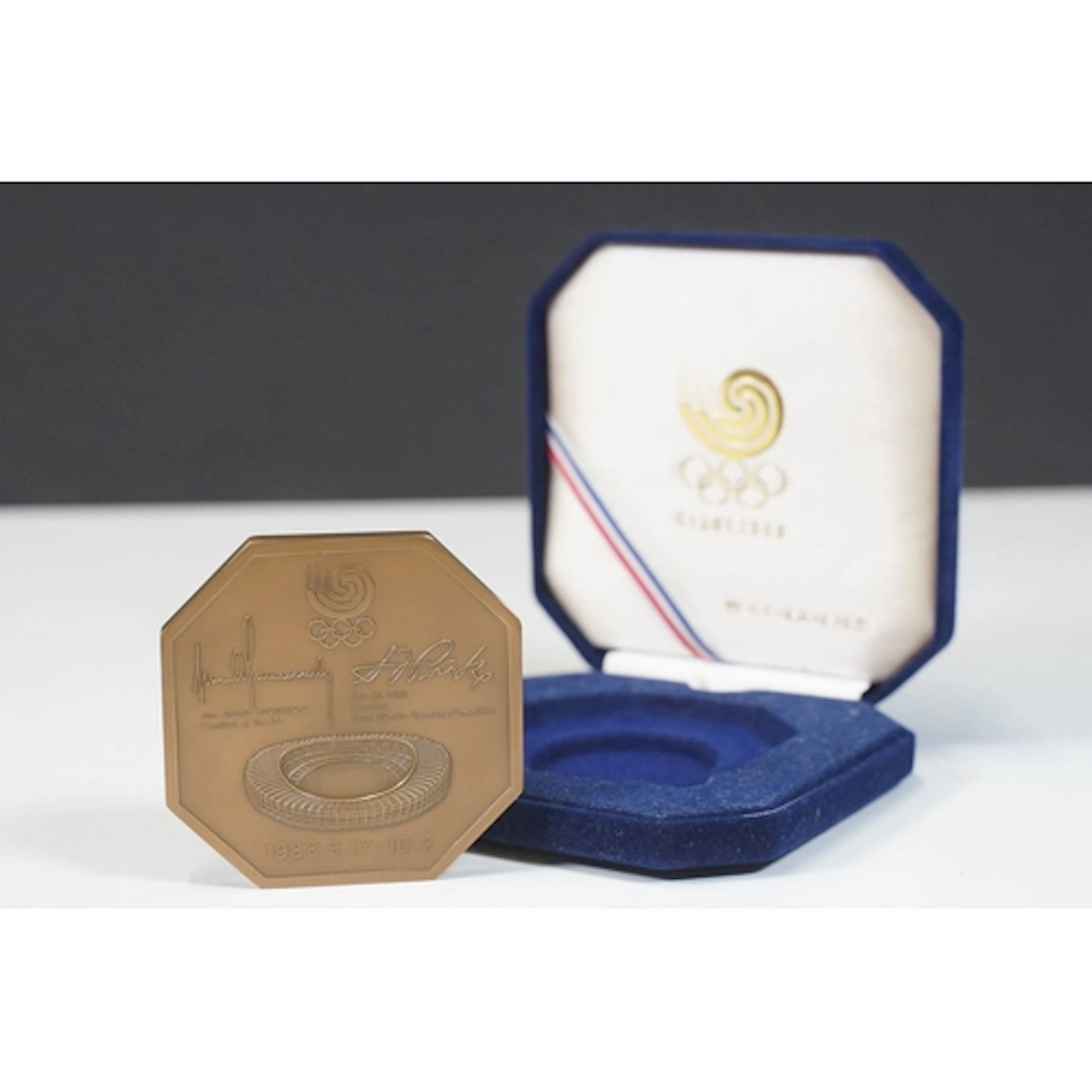 Seoul Olympic Games 1988 bronze medal of octagonal form, one...