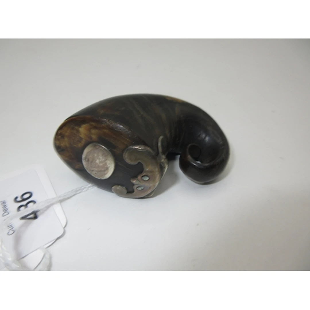 19th Century Horn Snuff Mull, 7cm
