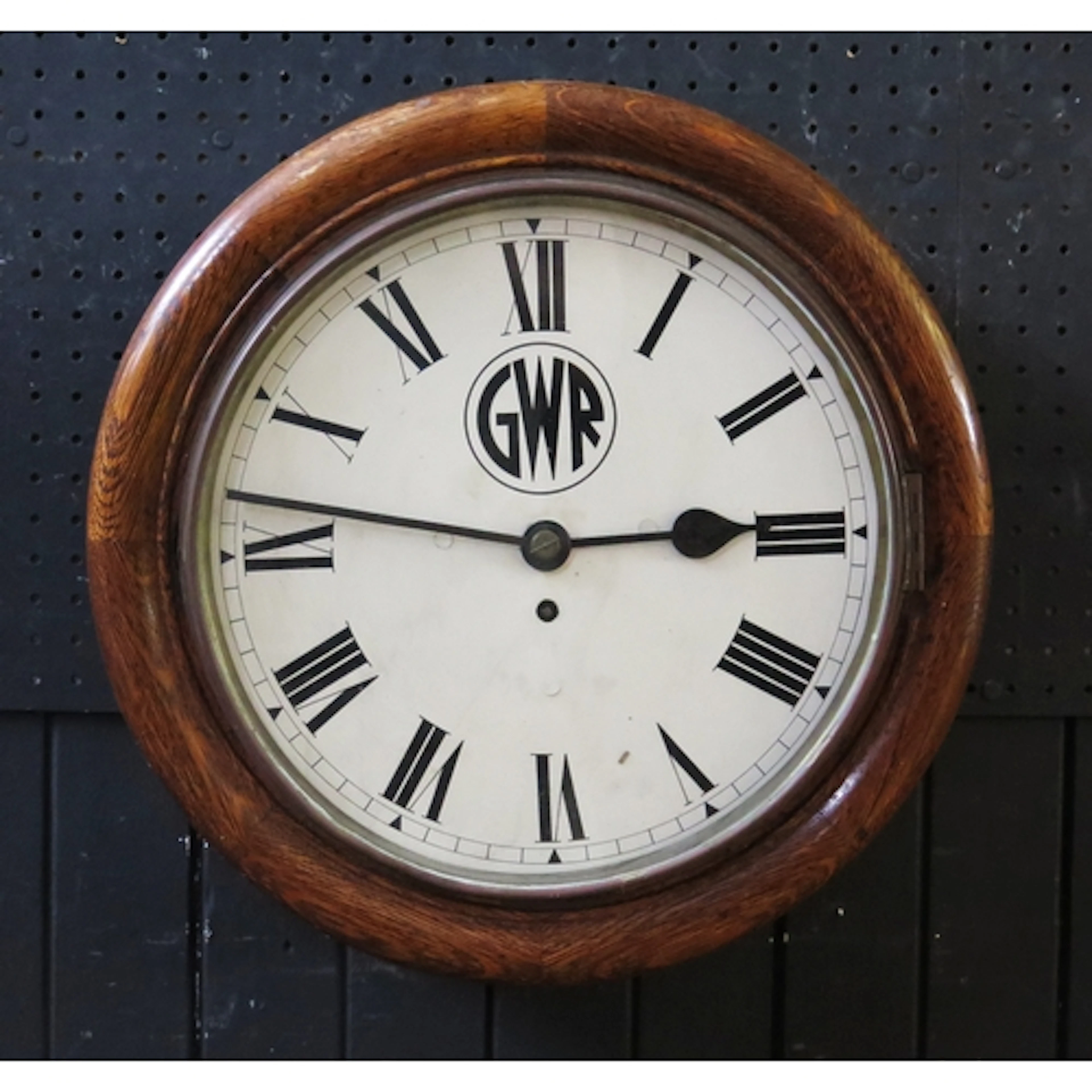 A GWR wall timepiece, with 30cm Roman dial, fusee movement, ...