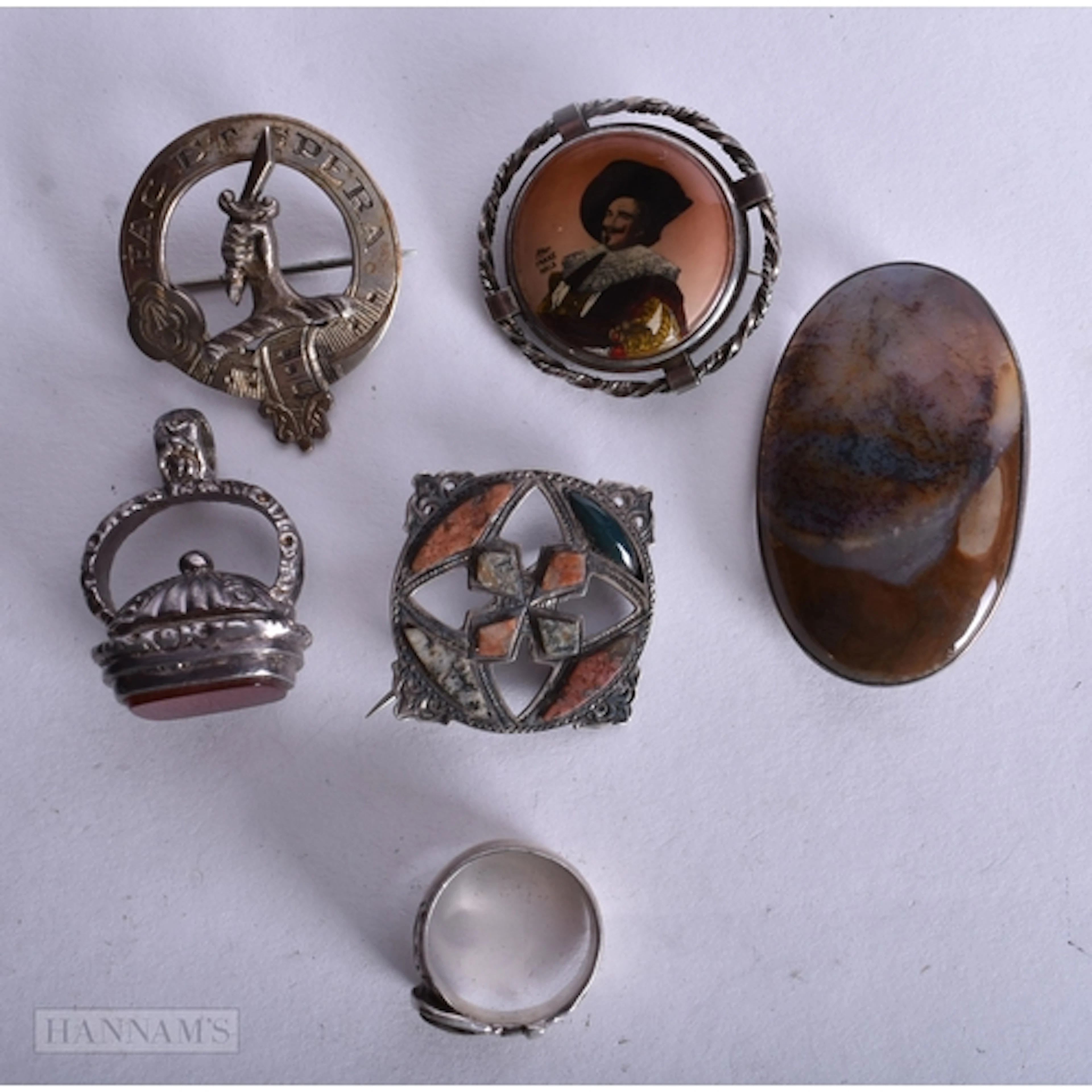 Collection of Silver Antique Jewellery inc. Gemstone, Buckle...