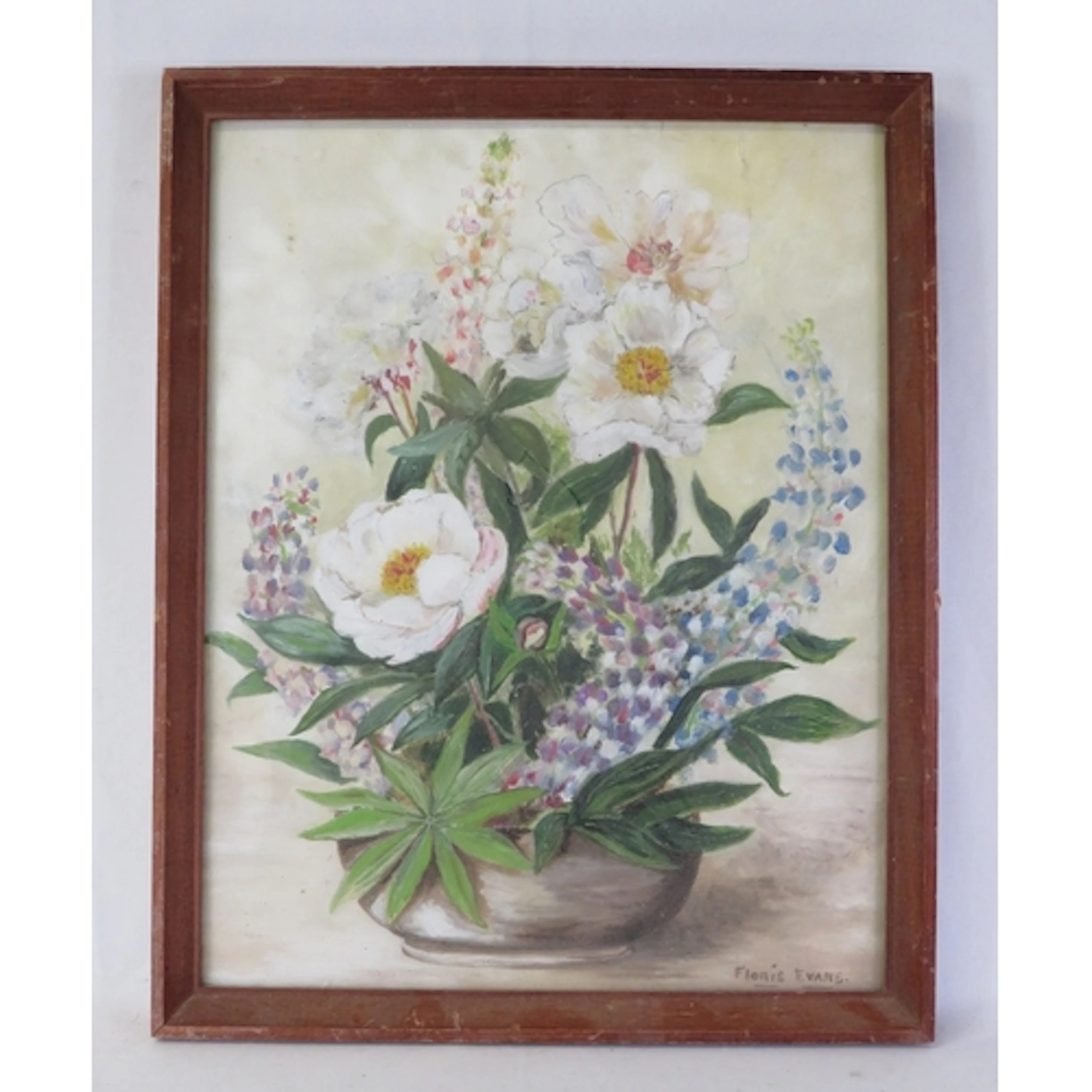 F/g Acrylic/Oil on Canvas Board, still life flowers signed F...