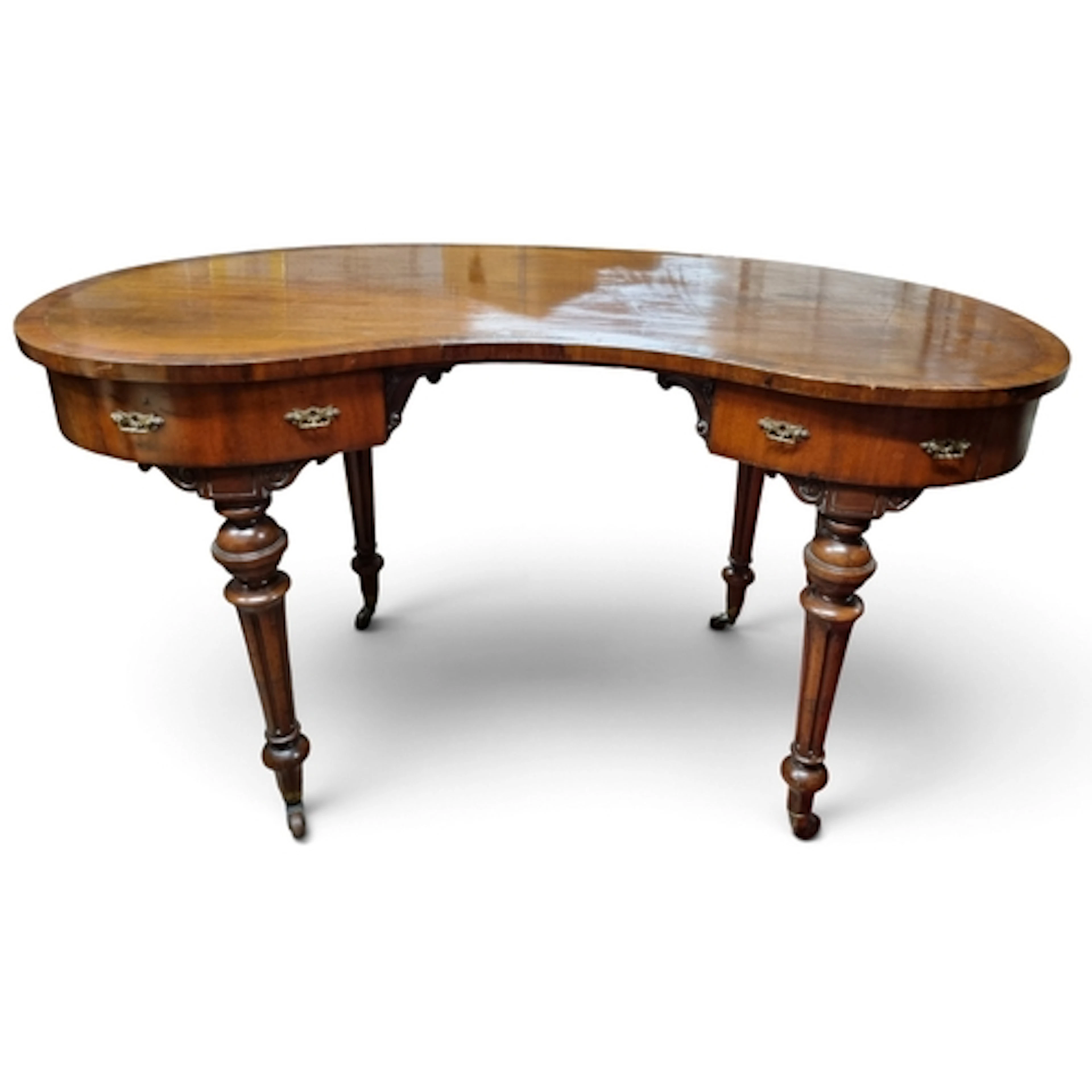 A good 19th Century Mahogany kidney shaped Kneehole Desk on ...