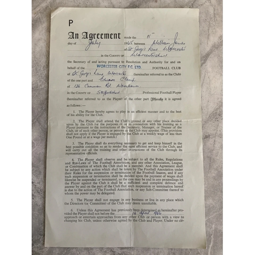 Eddie Clamp Ex Arsenal Football Contract: Probably his last ...