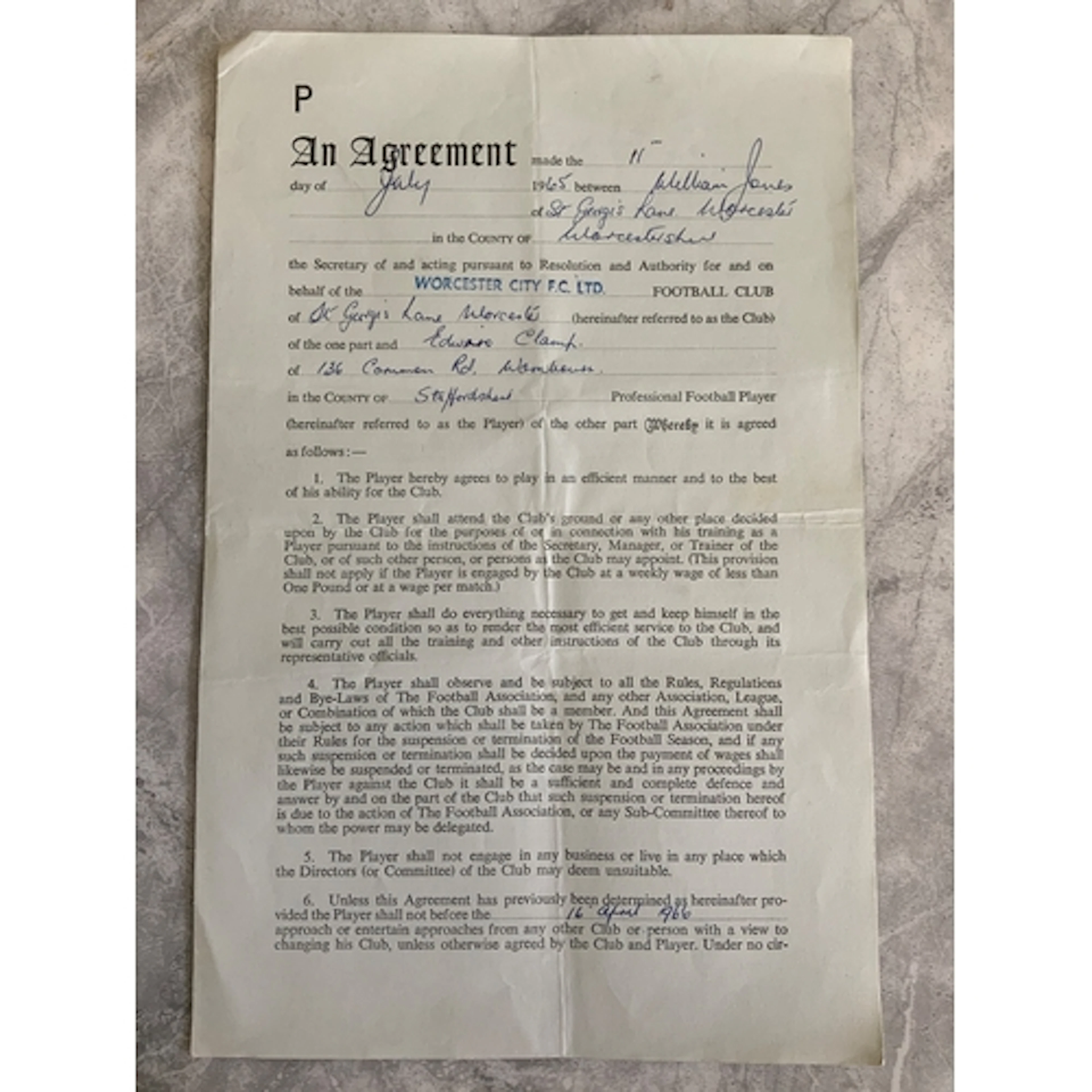 Eddie Clamp Ex Arsenal Football Contract: Probably his last ...