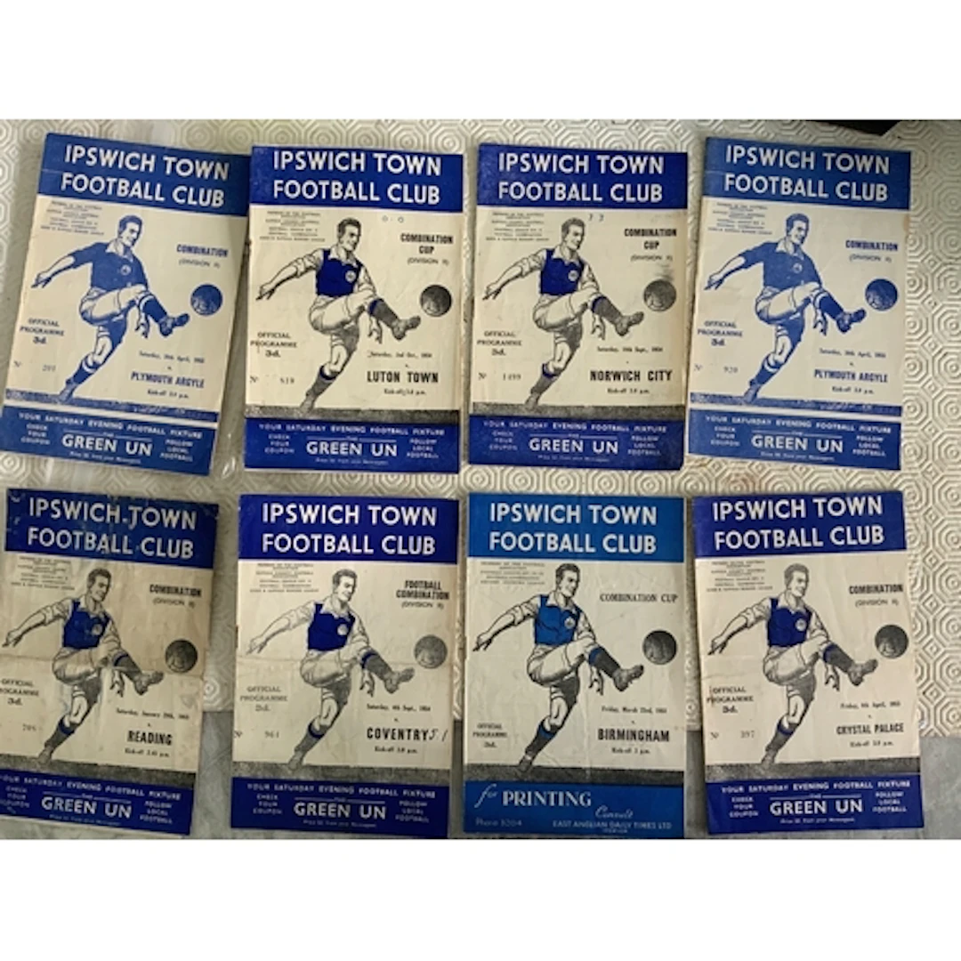54/55 Ipswich Town Reserve Home Football Programmes: Good co...