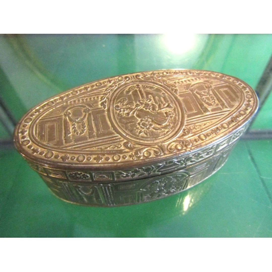 French Oval Form Desk Box Gilded Interior Approximately 9cm ...