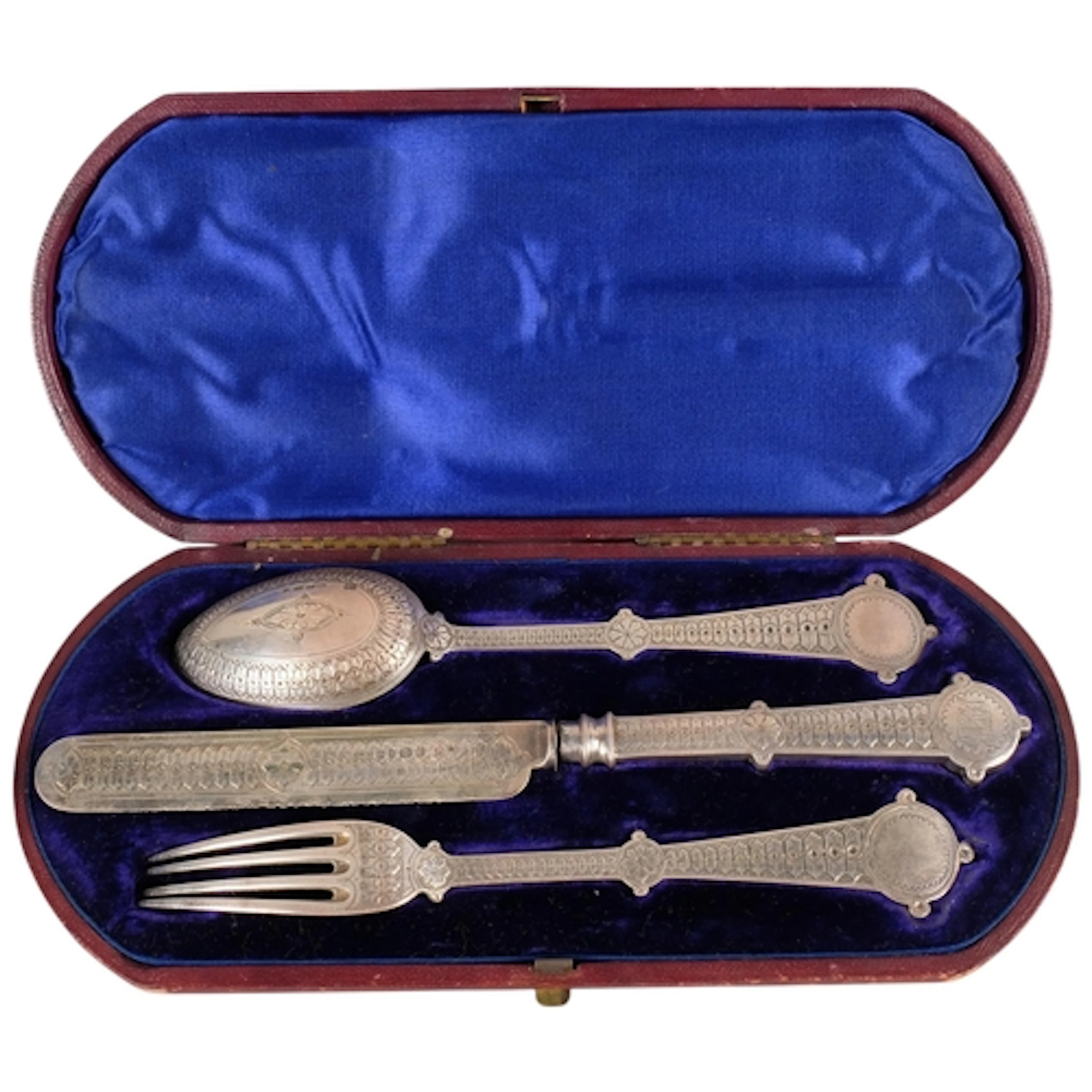 A Victorian silver 3-piece eating set, Martin Hall & Co, Lon...