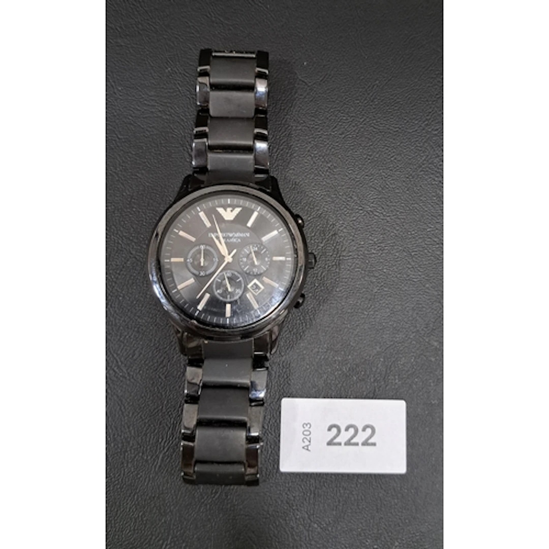 EMPORIO ARMANI CERAMICA WRISTWATCH IN STAINLESS STEEL the bl...