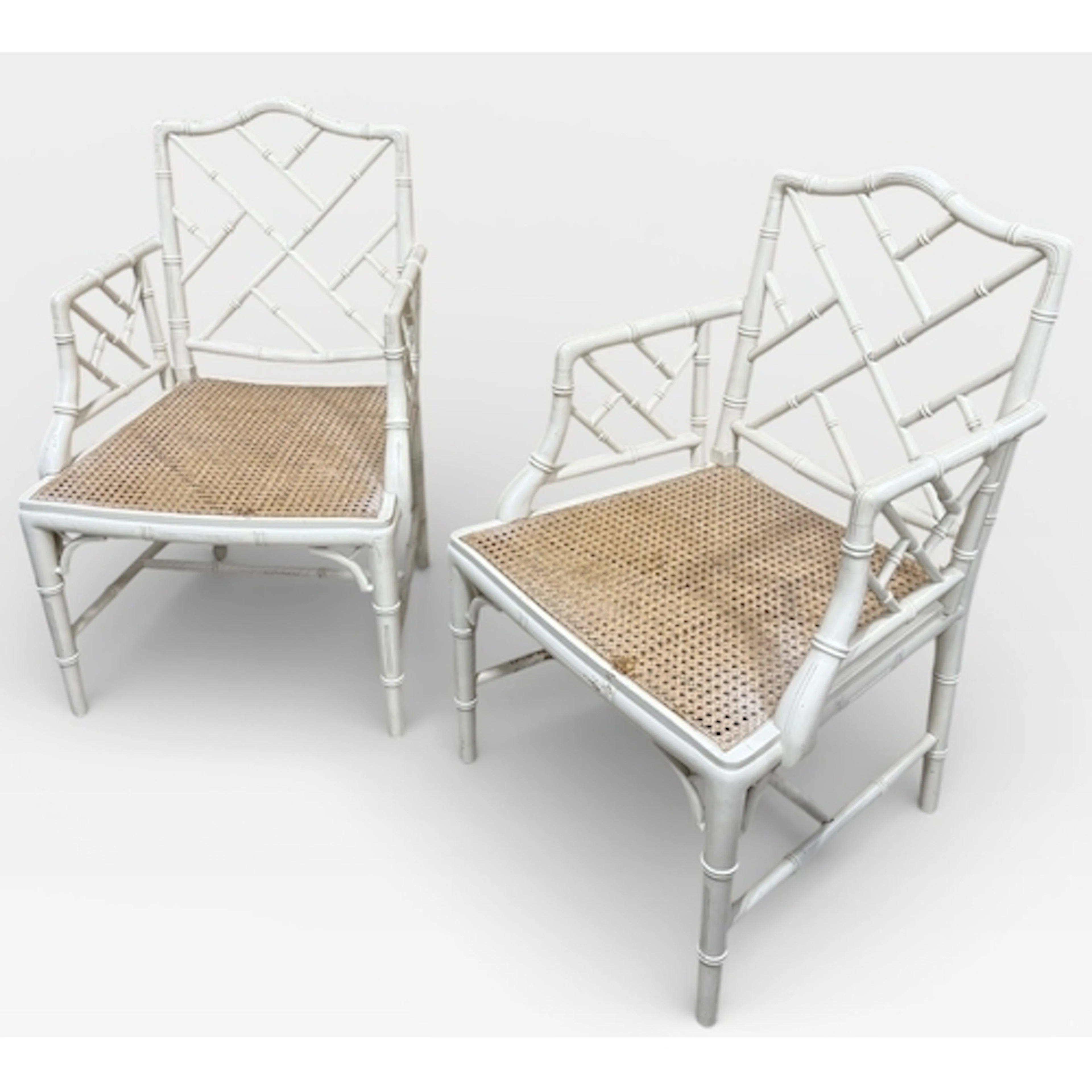 A PAIR OF FAUX BAMBOO COCKPEN ARM CHAIRS 92 cm H...