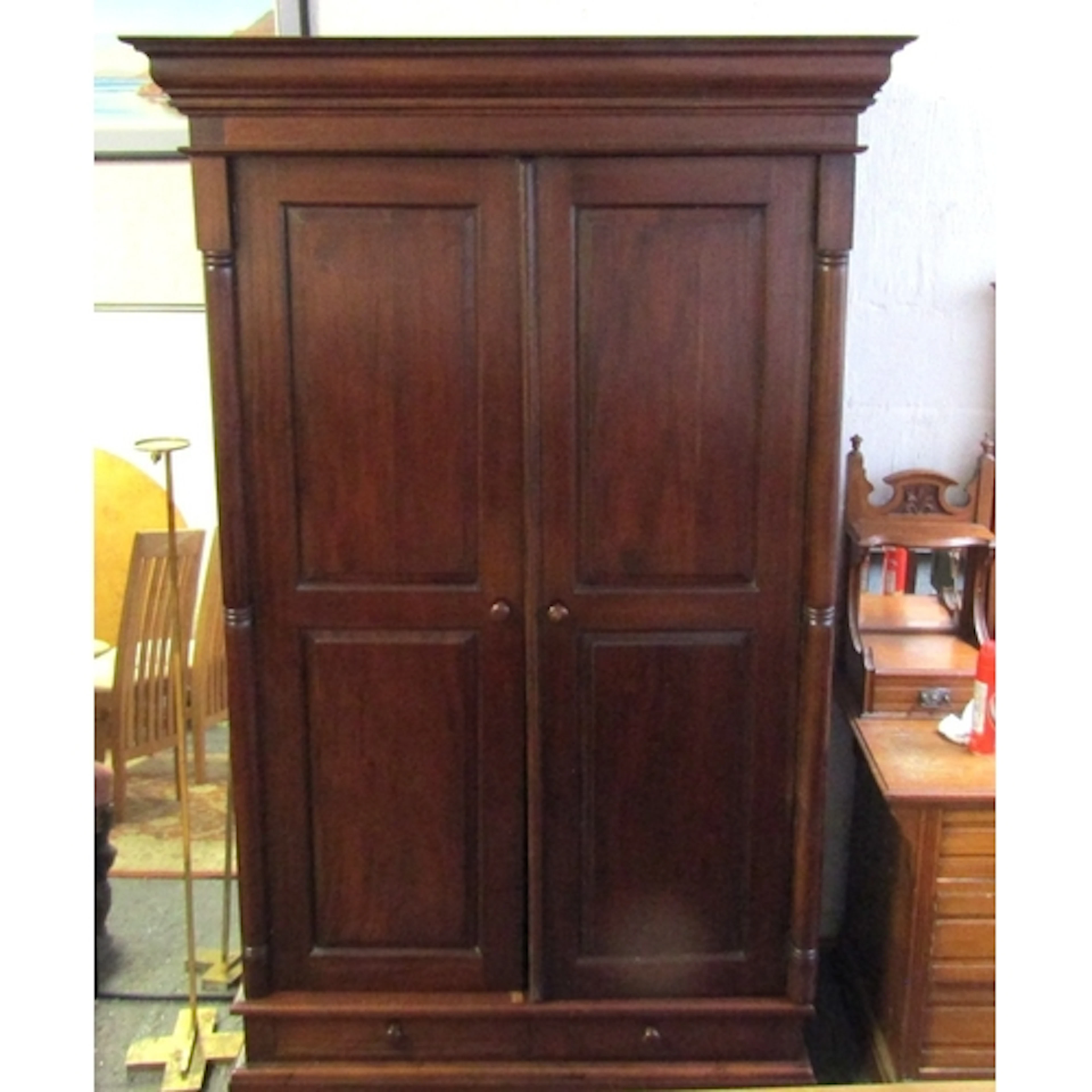 Solid Mahogany Two Door Wardrobe Approximately 4ft 6 Inches ...