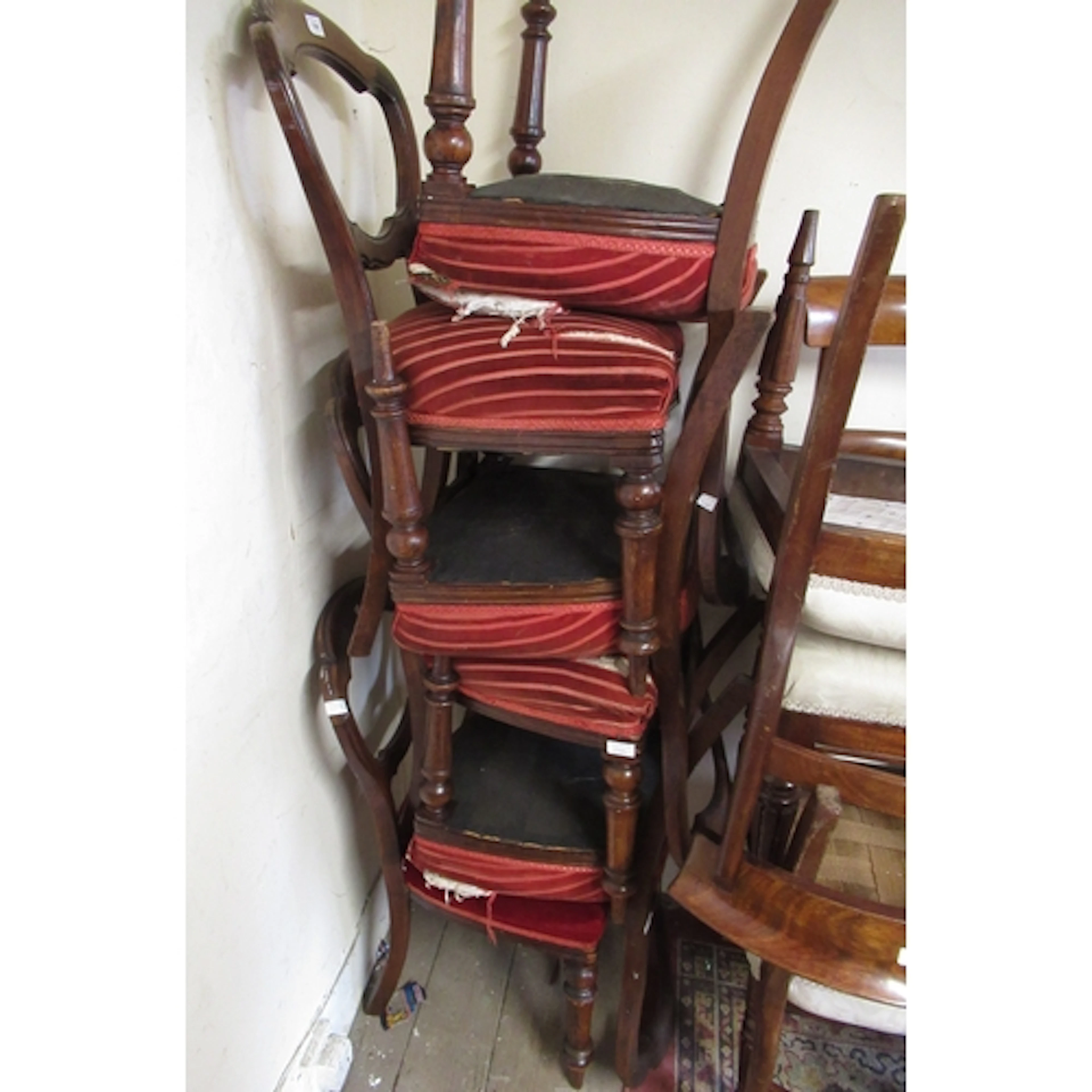 Set of six 19th Century mahogany balloon back dining chairs,...
