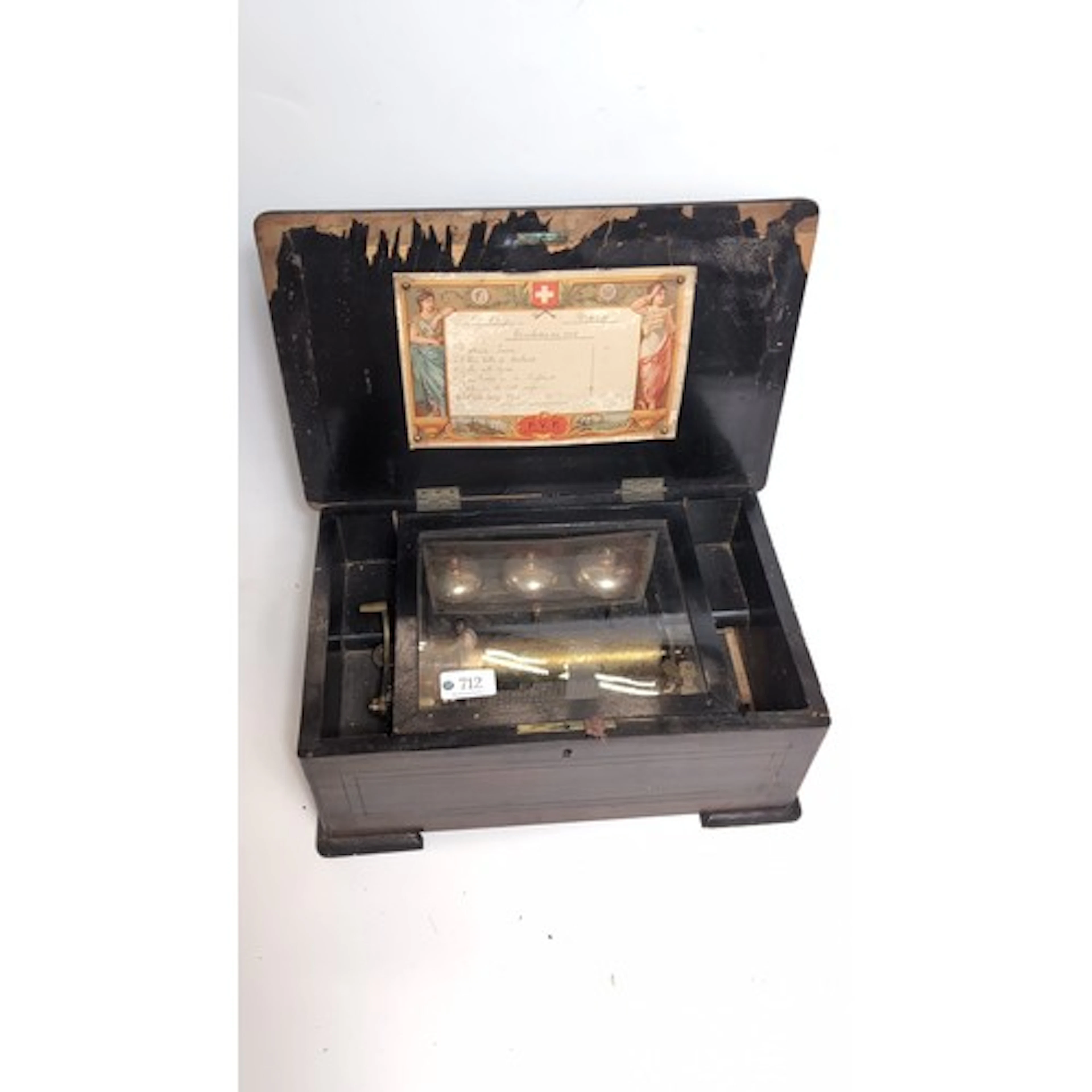 Late 19th/early 20th century Swiss cylinder musical box in a...