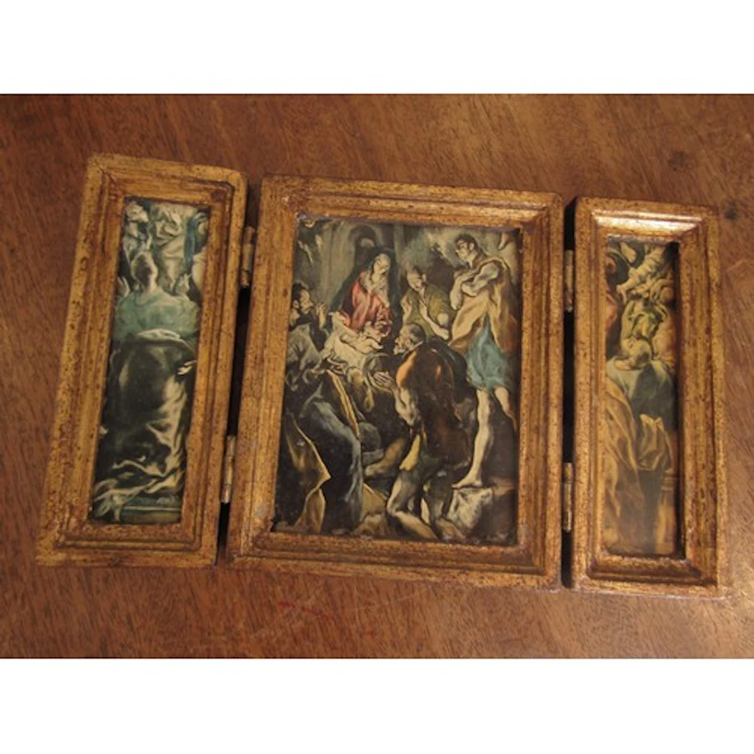 Travelling Devotional Icon Possibly Spanish Gilded Surround ...