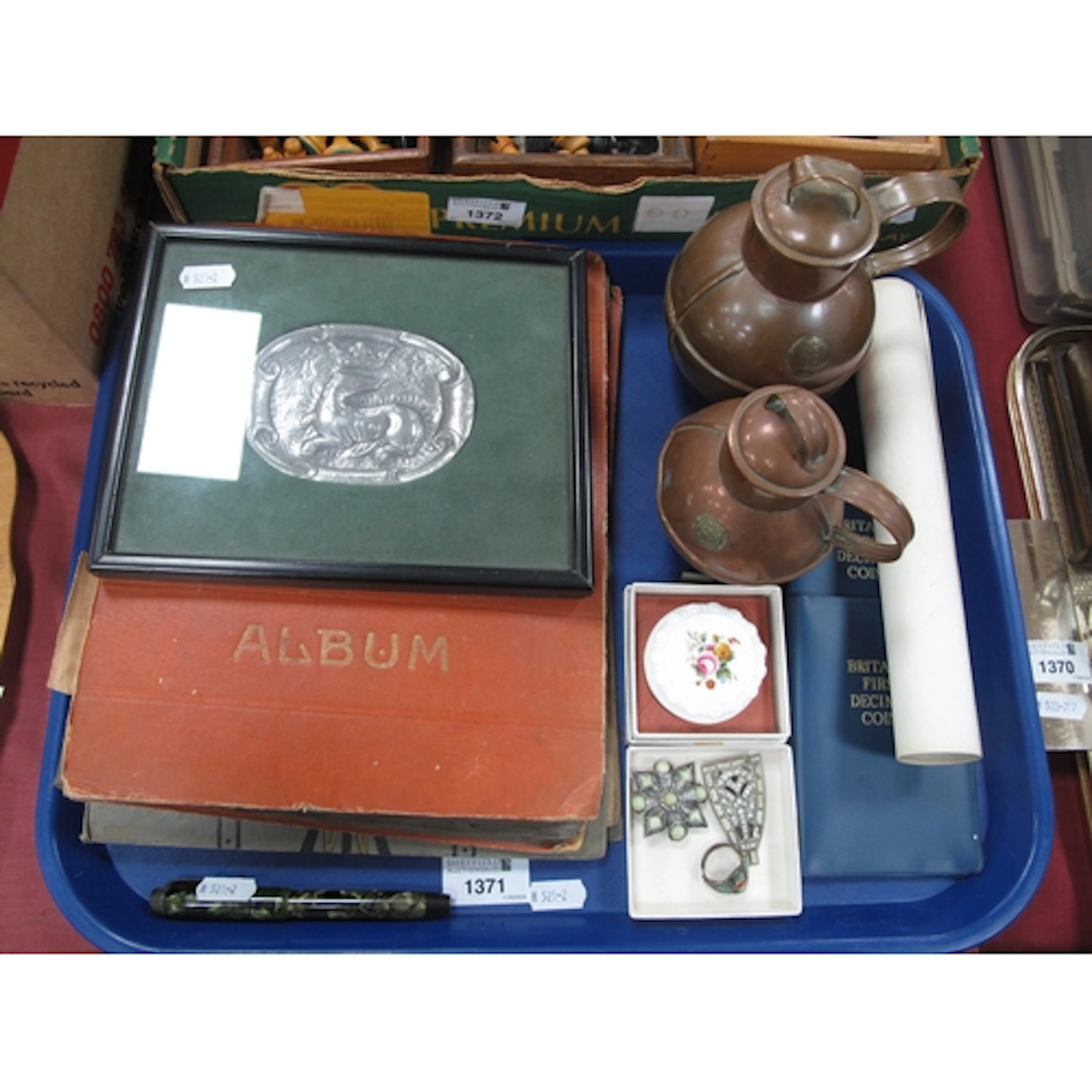Collectables, including two albums of vintage postcards, Par...