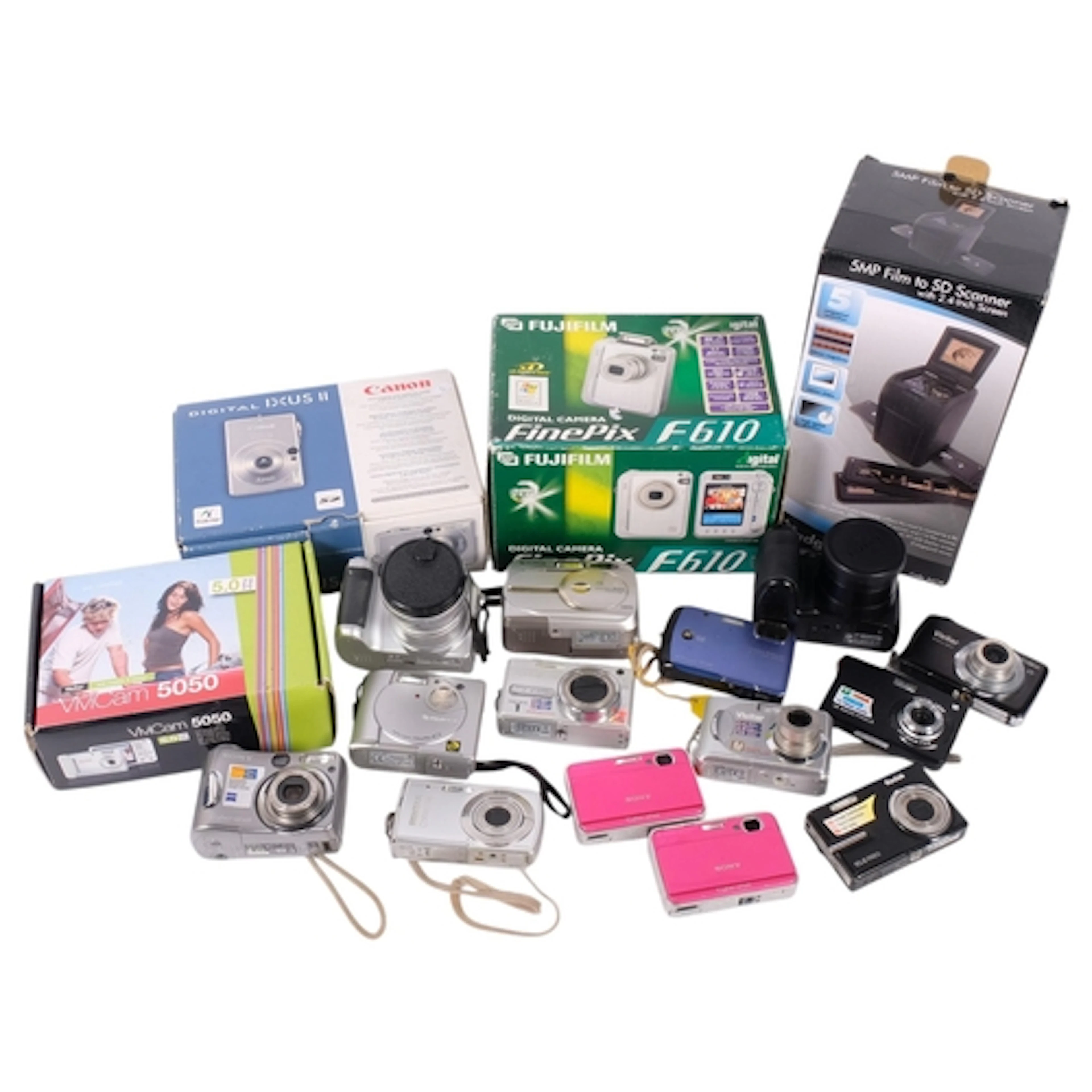 A large selection of cameras and accessories, including Koda...