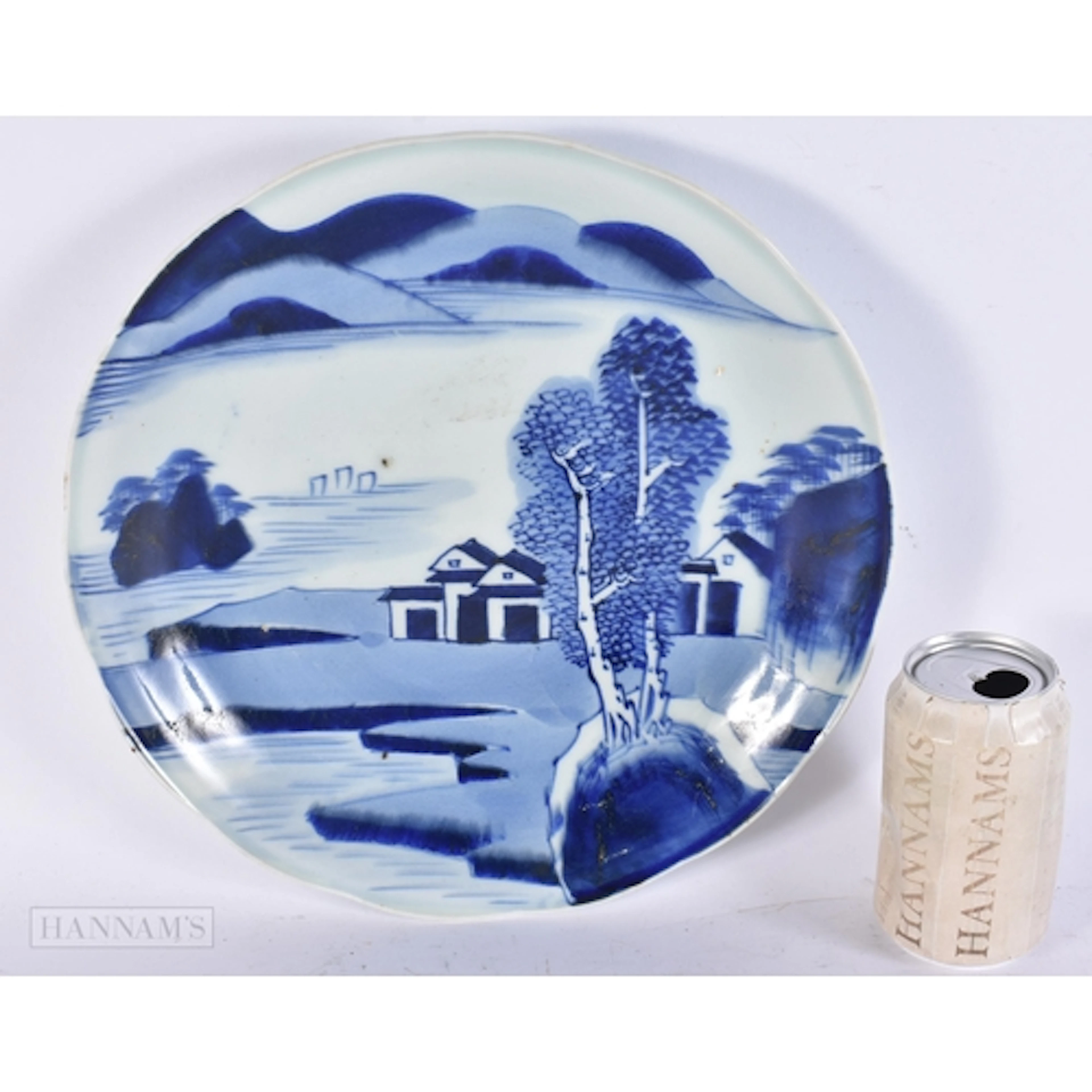A LARGE 18TH CENTURY JAPANESE EDO PERIOD BLUE AND WHITE PORC...