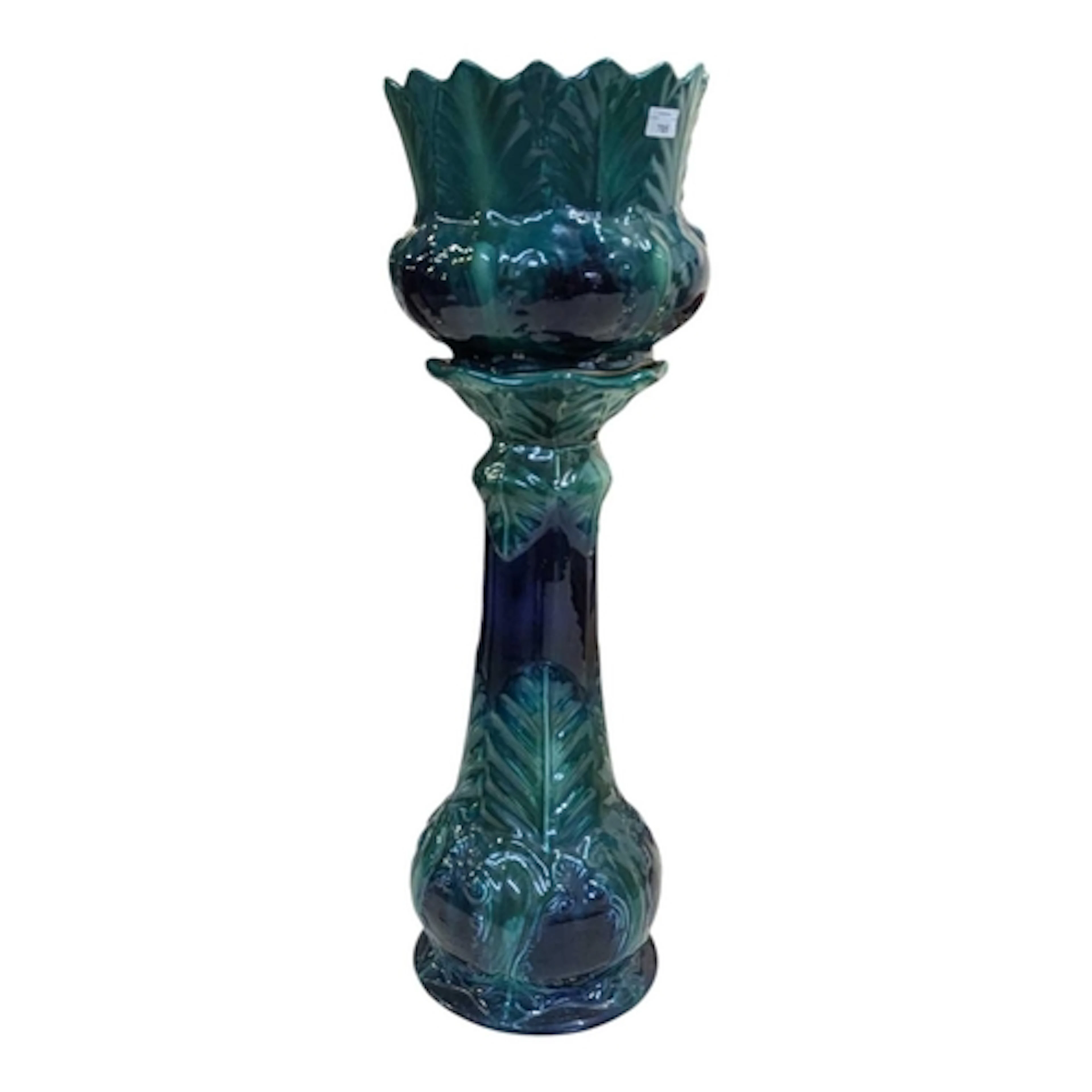 19th century Victorian Burmantoft-style majolica ceramic flo...