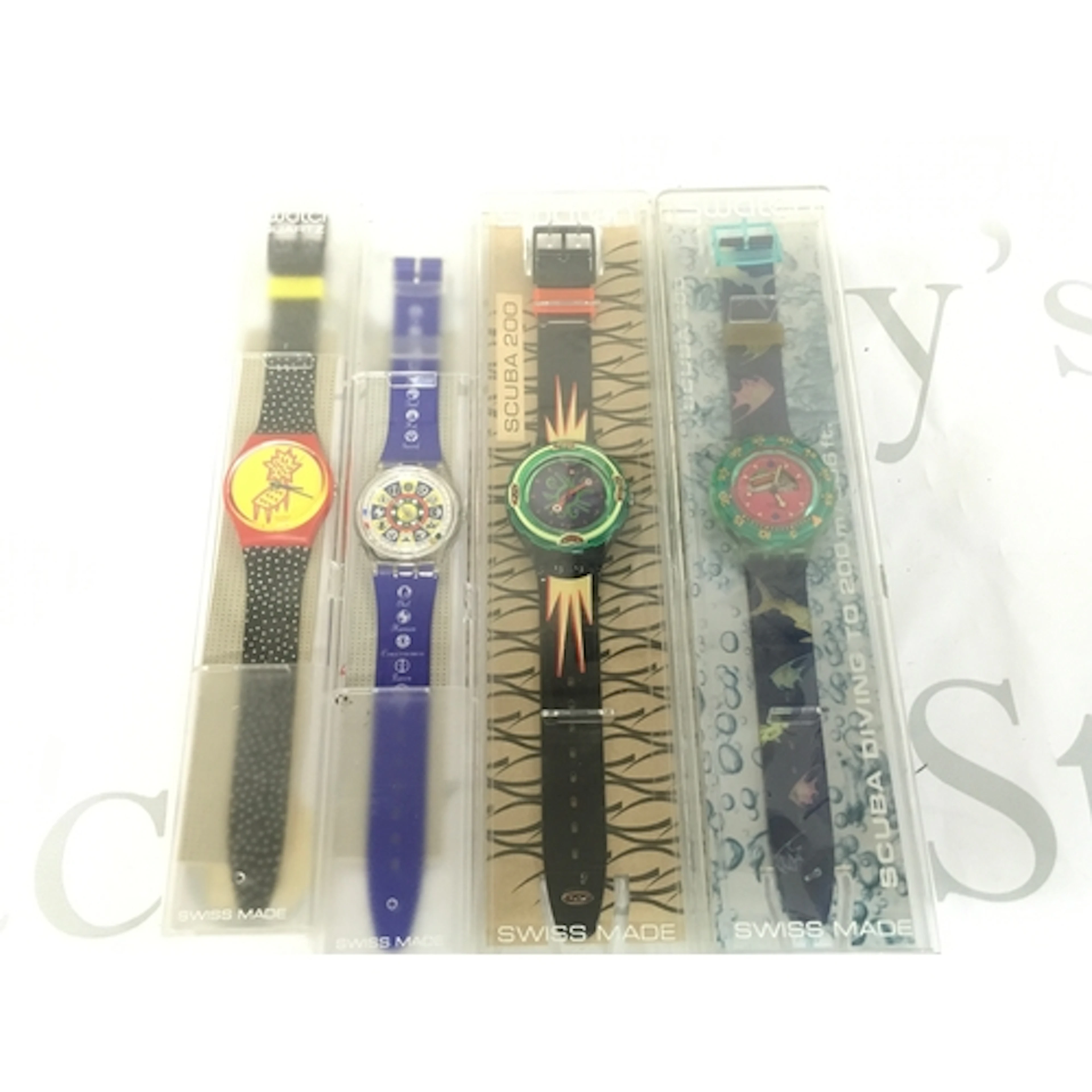 Four vintage Swatch watches from the early 1990s includes sp...