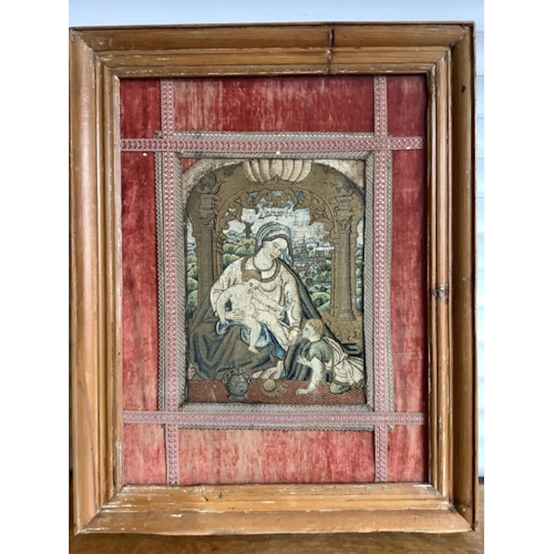 A mid 17th century Italian silk polychrome embroidered litu...