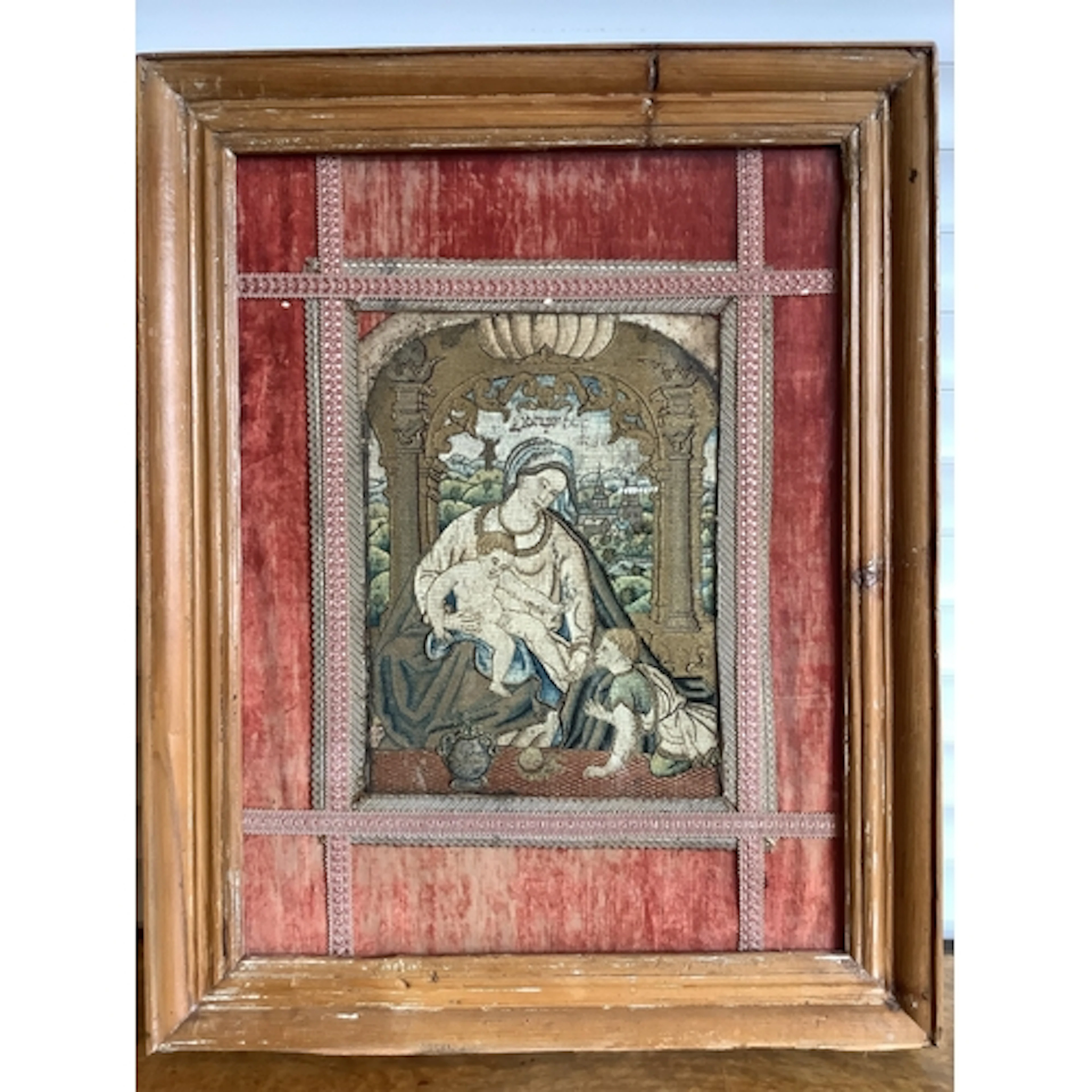 A mid 17th century Italian silk polychrome embroidered litu...