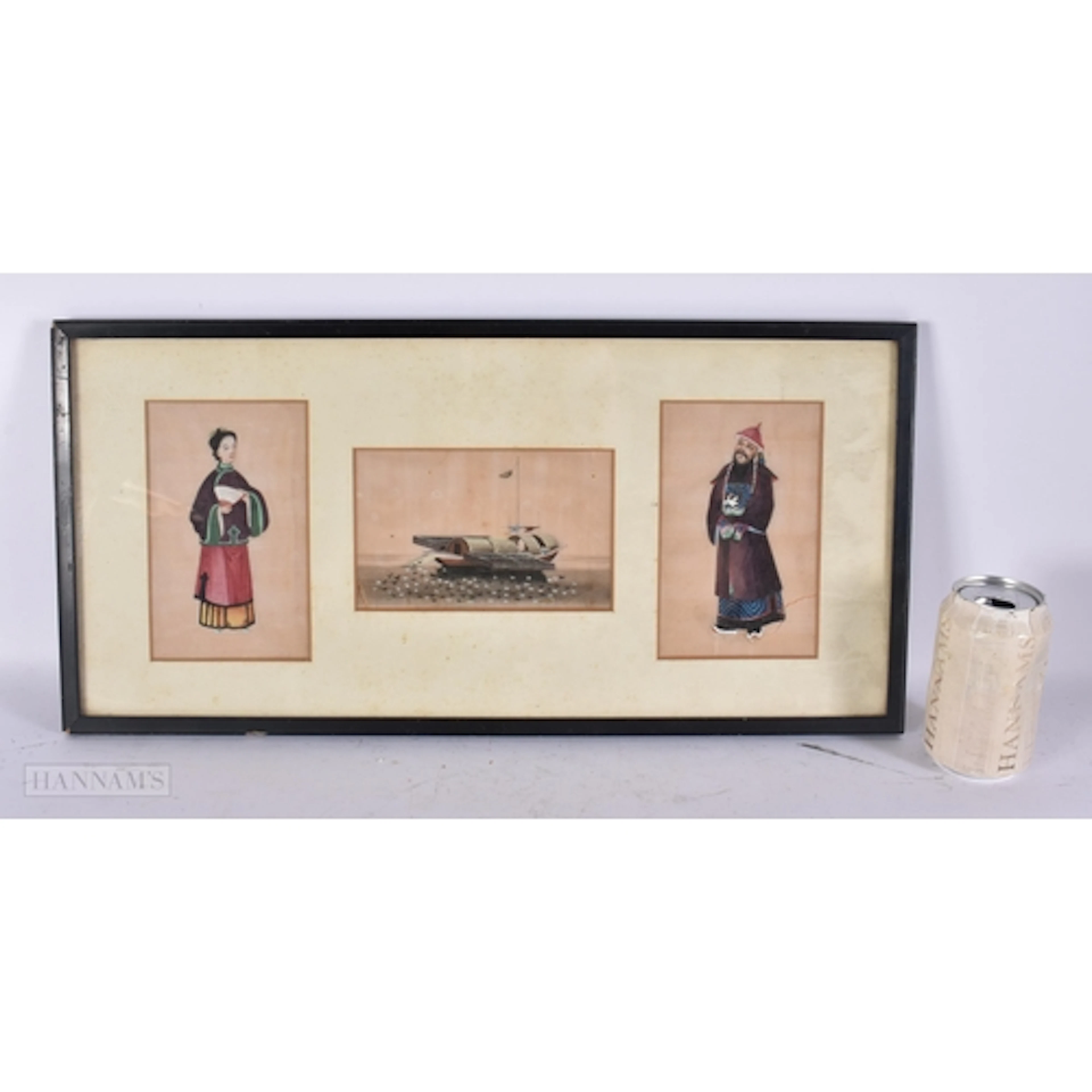 A 19TH CENTURY CHINESE FRAMED PITH PAPER PAINTING Qing. 54 c...