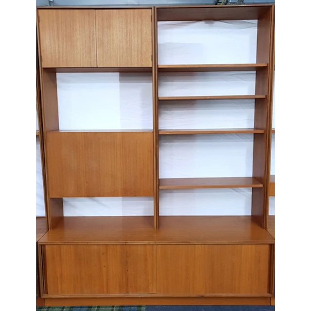MID CENTURY G PLAN "FORM 5" TEAK MODULAR WALL UNIT one side...