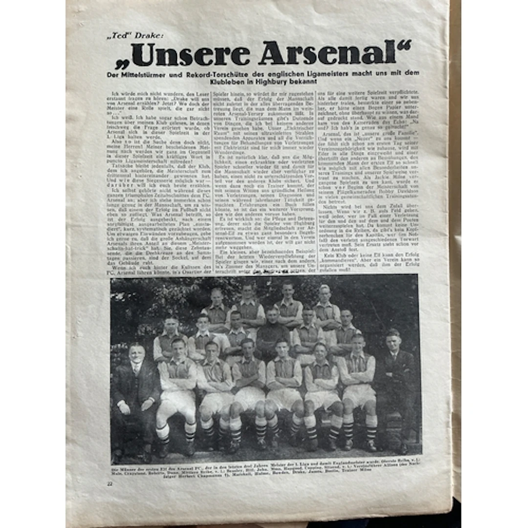 Germany Pre War Arsenal Related Football Newspapers: 1930 + ...