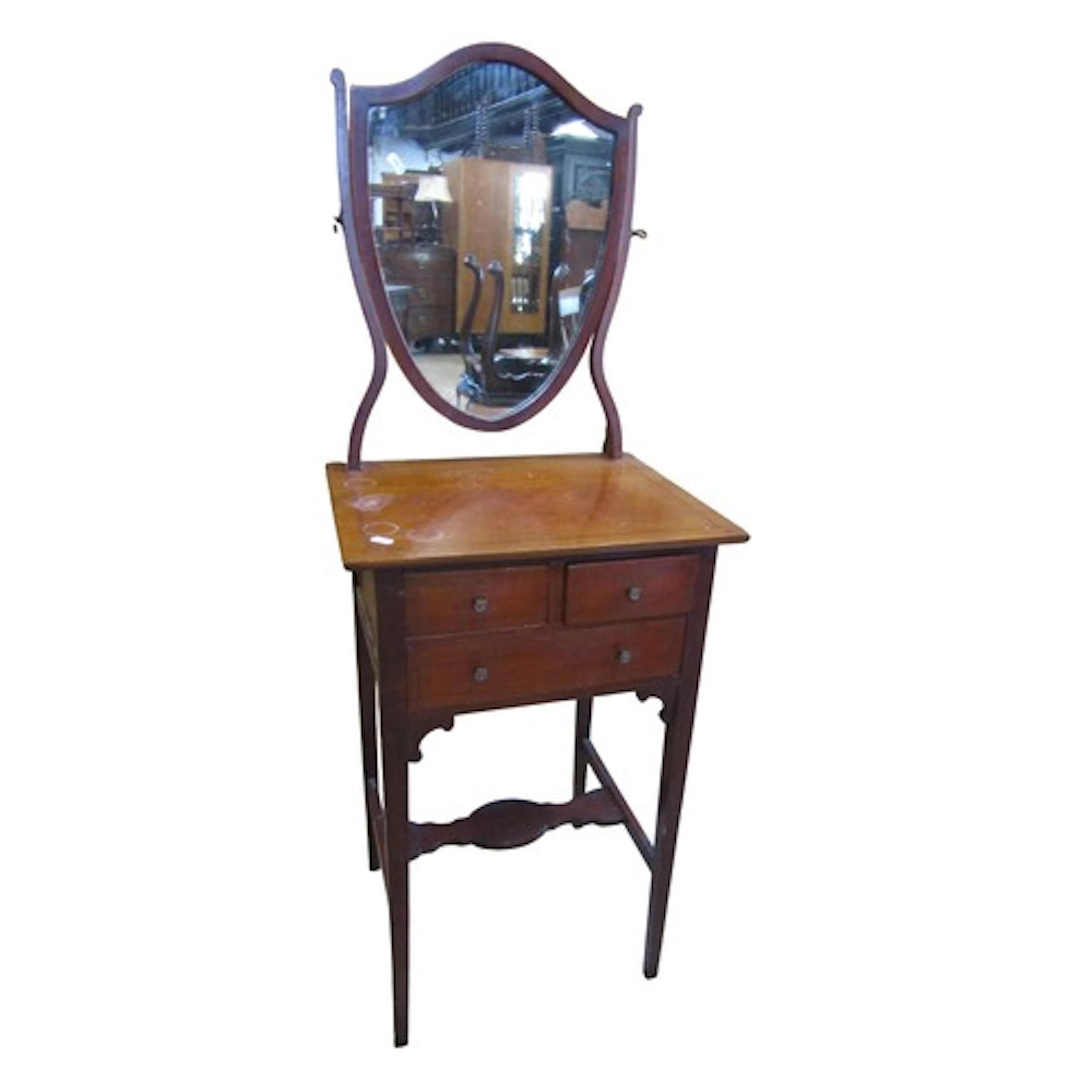 A small Edwardian cottage mahogany washstand fitted with thr...