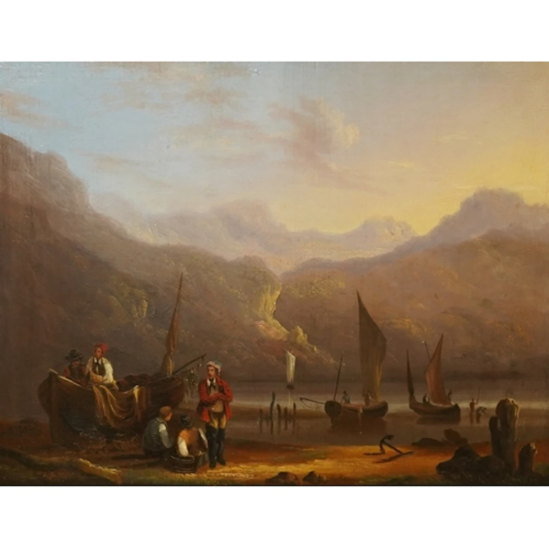 19th century school, coastal landscape, unsigned, oil on boa...