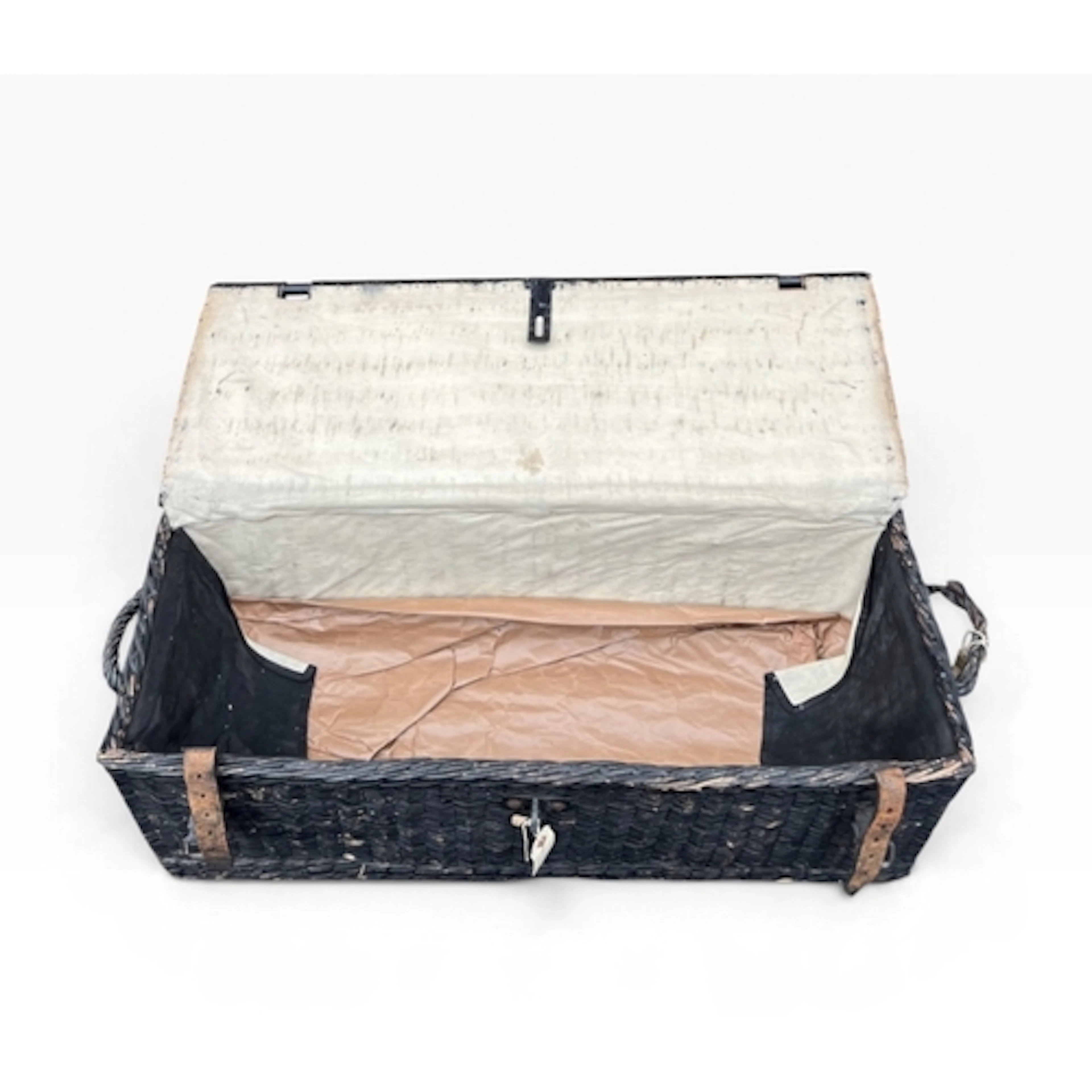 A WICKER BASKET TRUNK 96.5cm x 36cm x 32cm