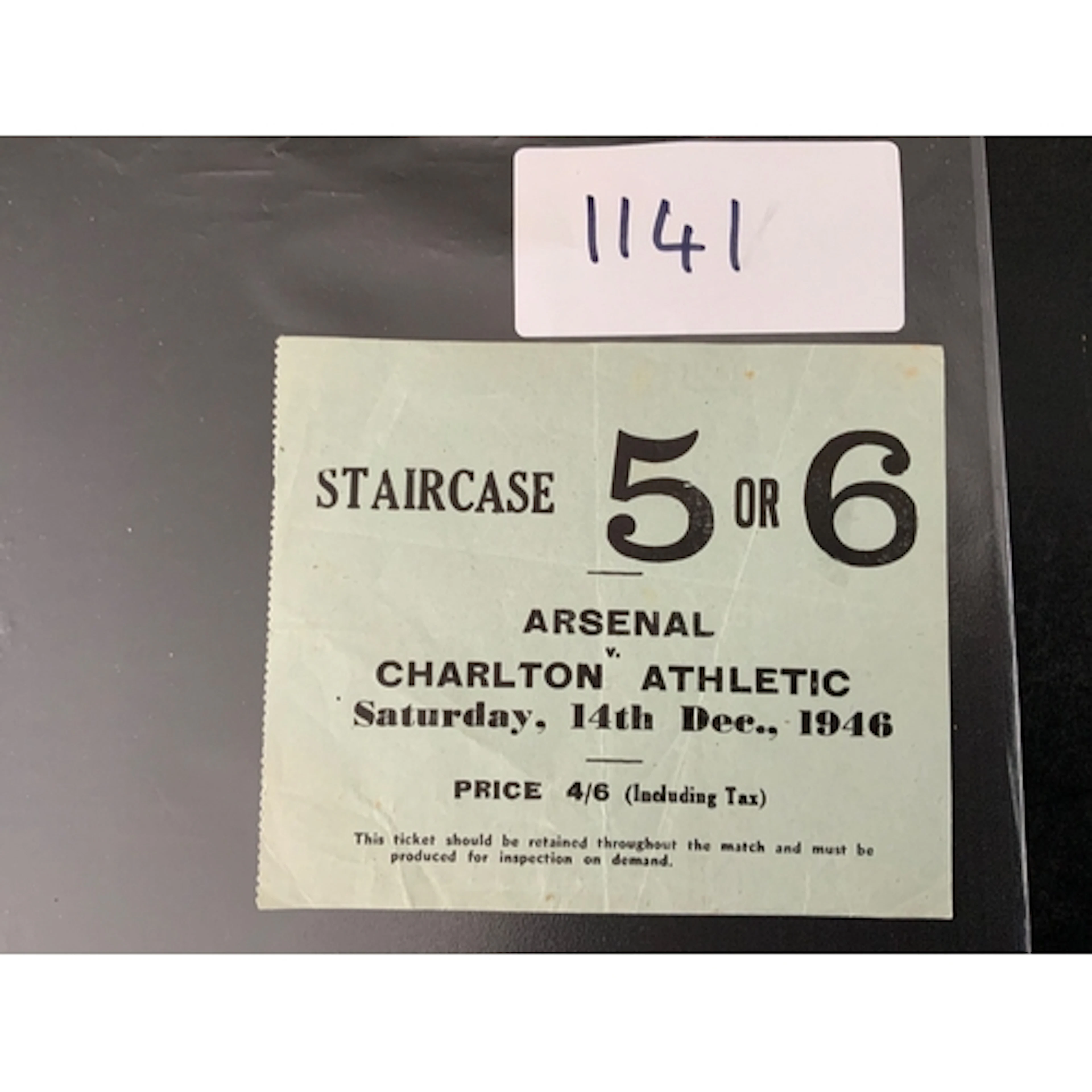 46/47 Arsenal v Charlton Football Ticket: League ticket is g...