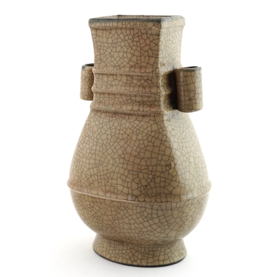 Chinese Ge Kiln ware style porcelain vase with yellow brown ...