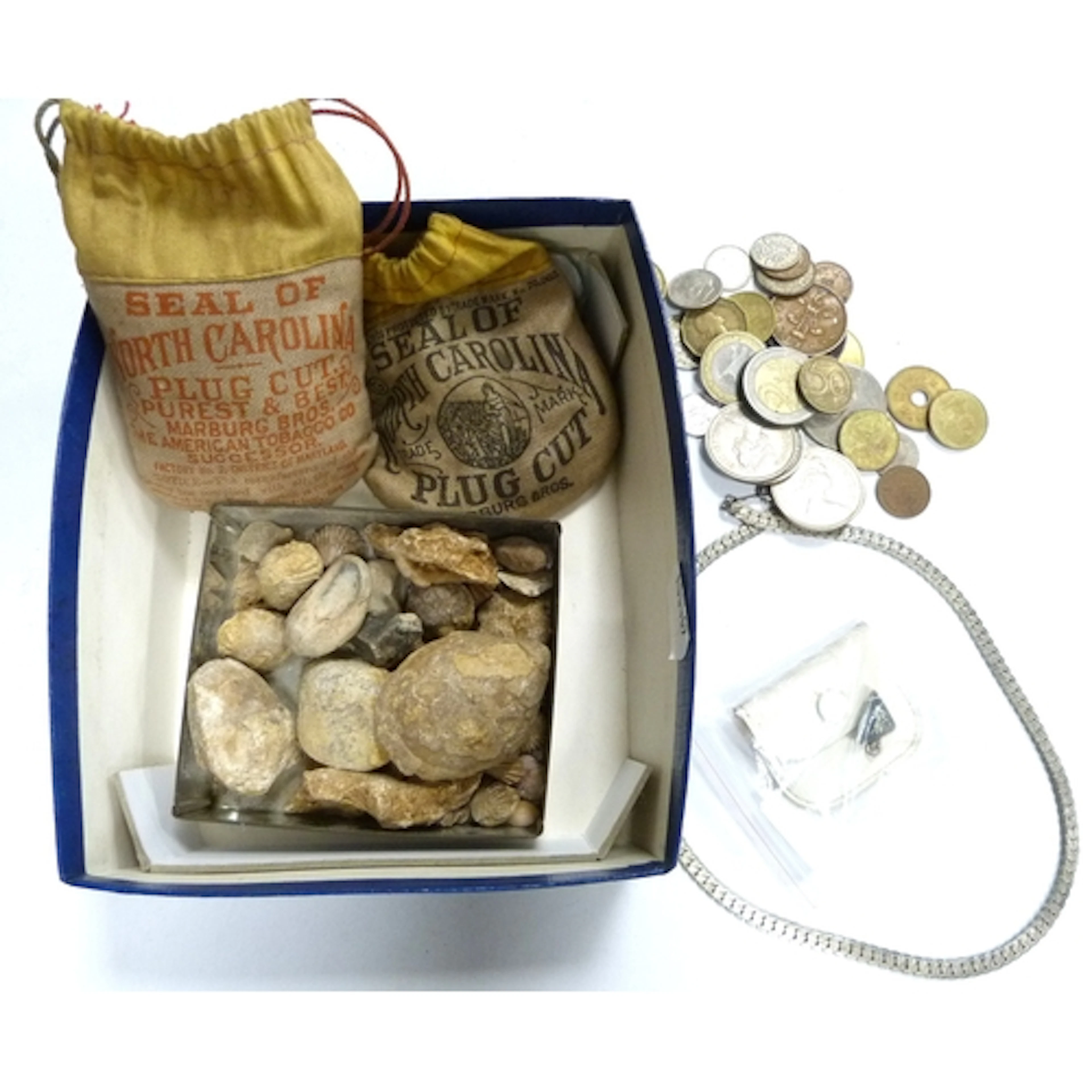 Post Decimal coinage and Foreign coins, natural rock specime...