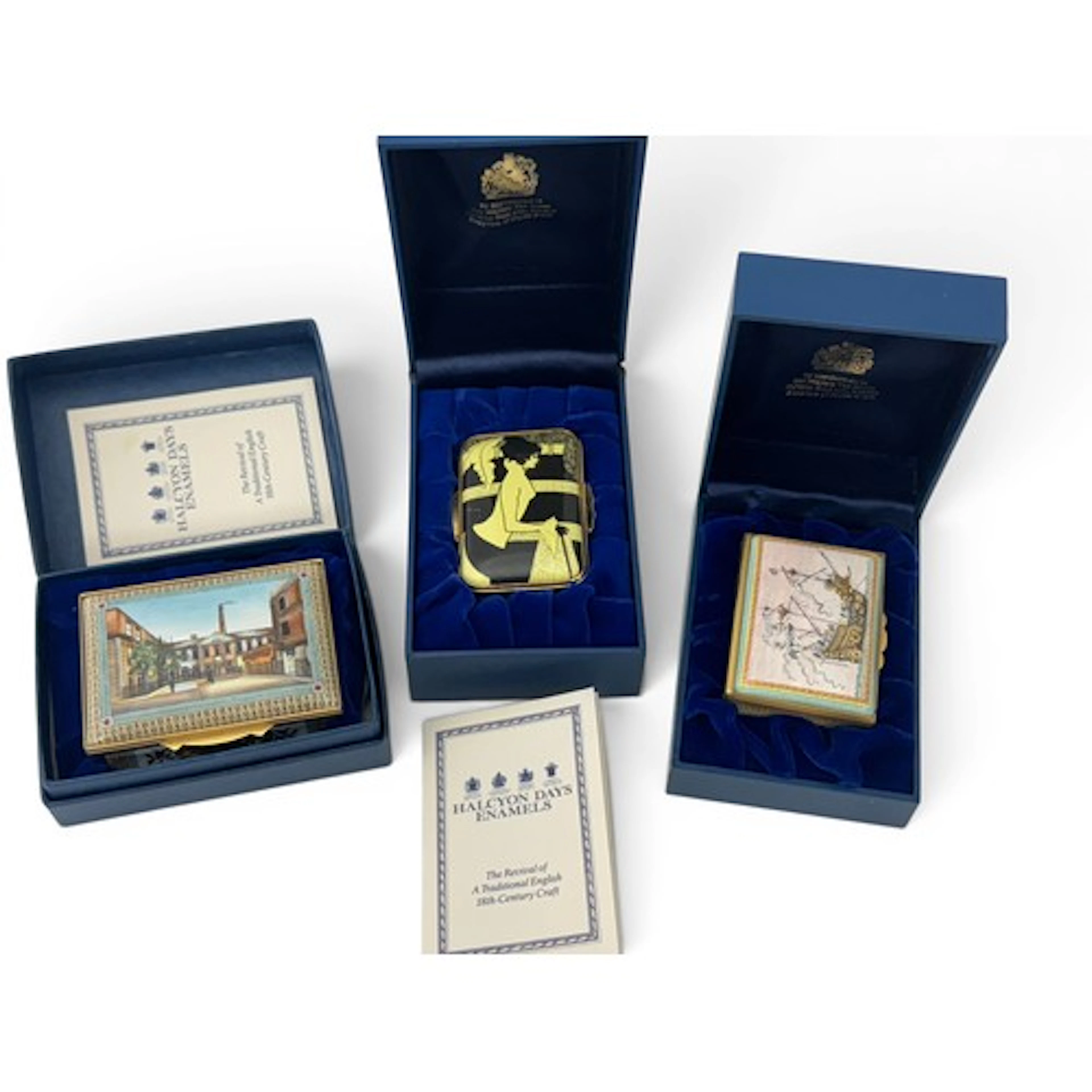 Three Halcyon enamel boxes, commemorating The Mary Rose, Bic...