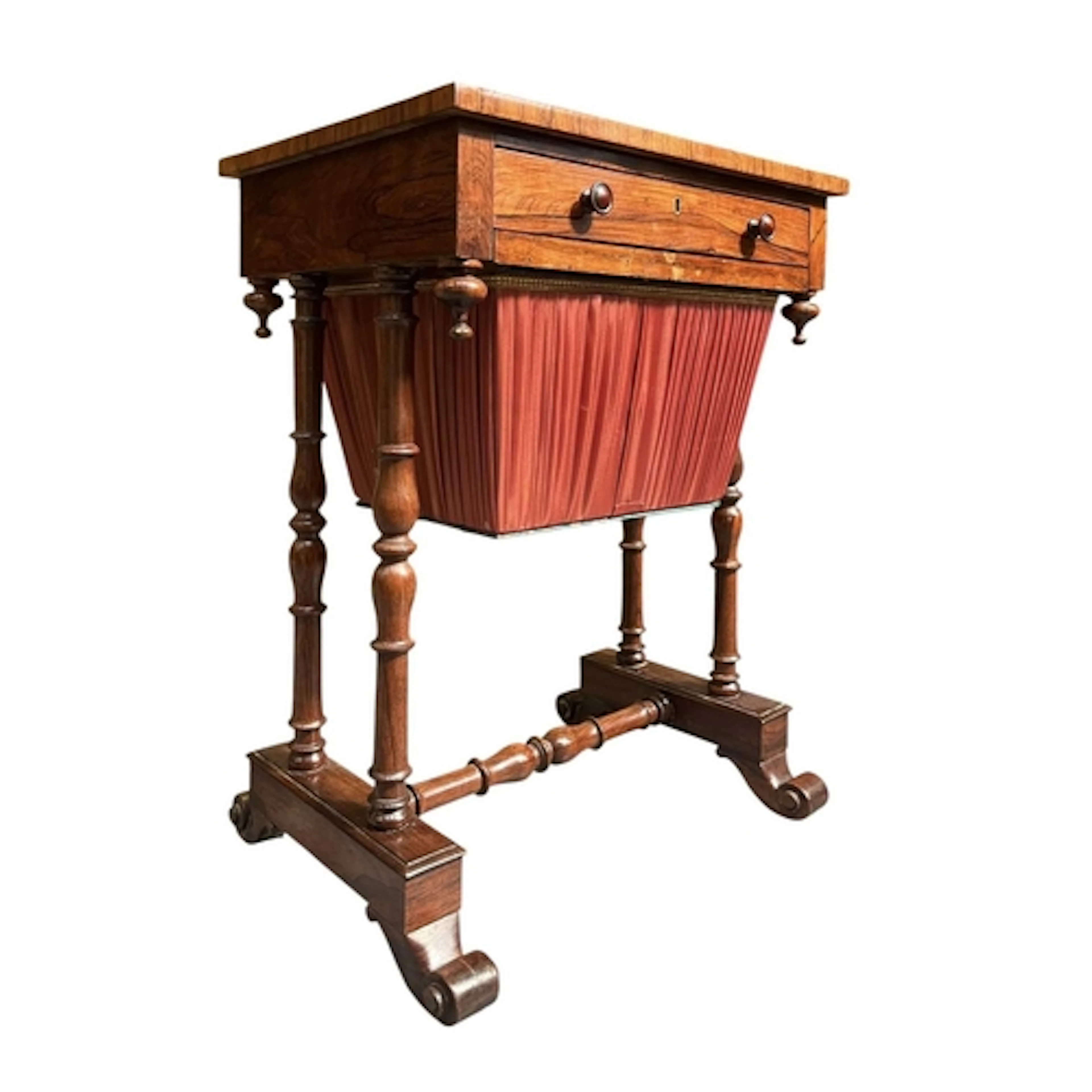 A 19th century William IV rosewood ladies' sewing / work tab...